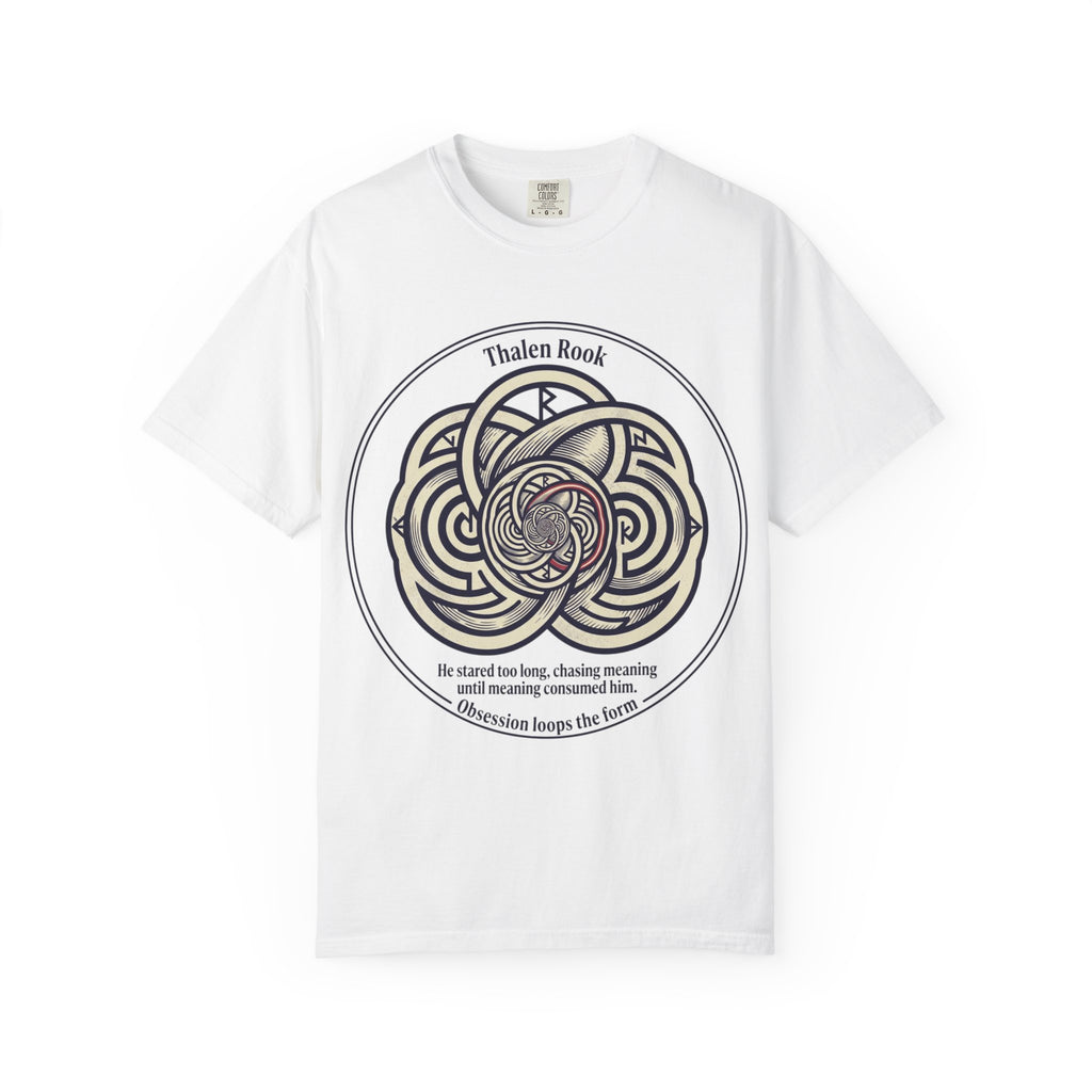 Power Runs Black PRB Thalen Rook Celtic Knot Graphic T-Shirt — "He stared too long..." Quote Tee by Power Runs Black