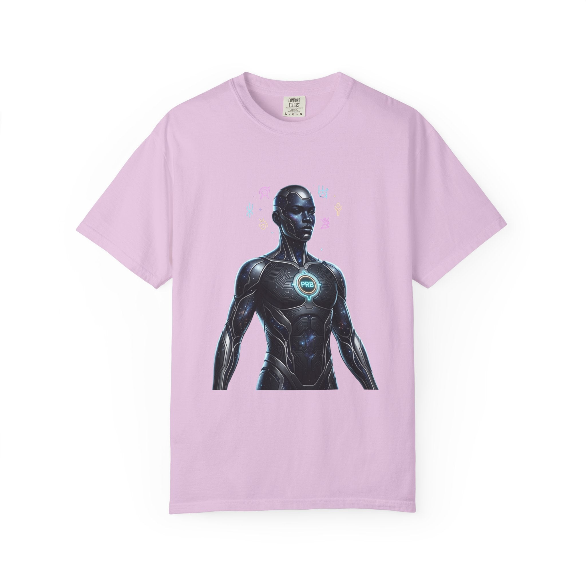 Printify PRB — “Algorithm God” 4K Futuristic Cyborg with Glowing Chest T-shirt | Sci-Fi Android Art - T-Shirt