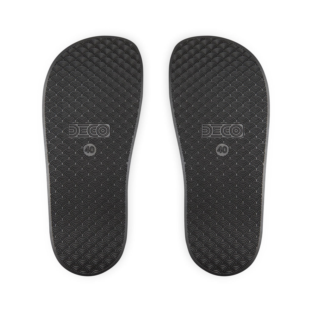 Power Runs Black Removable-Strap Sandals - Red Floral Pattern Slide Sandals for Women by Power Runs Black