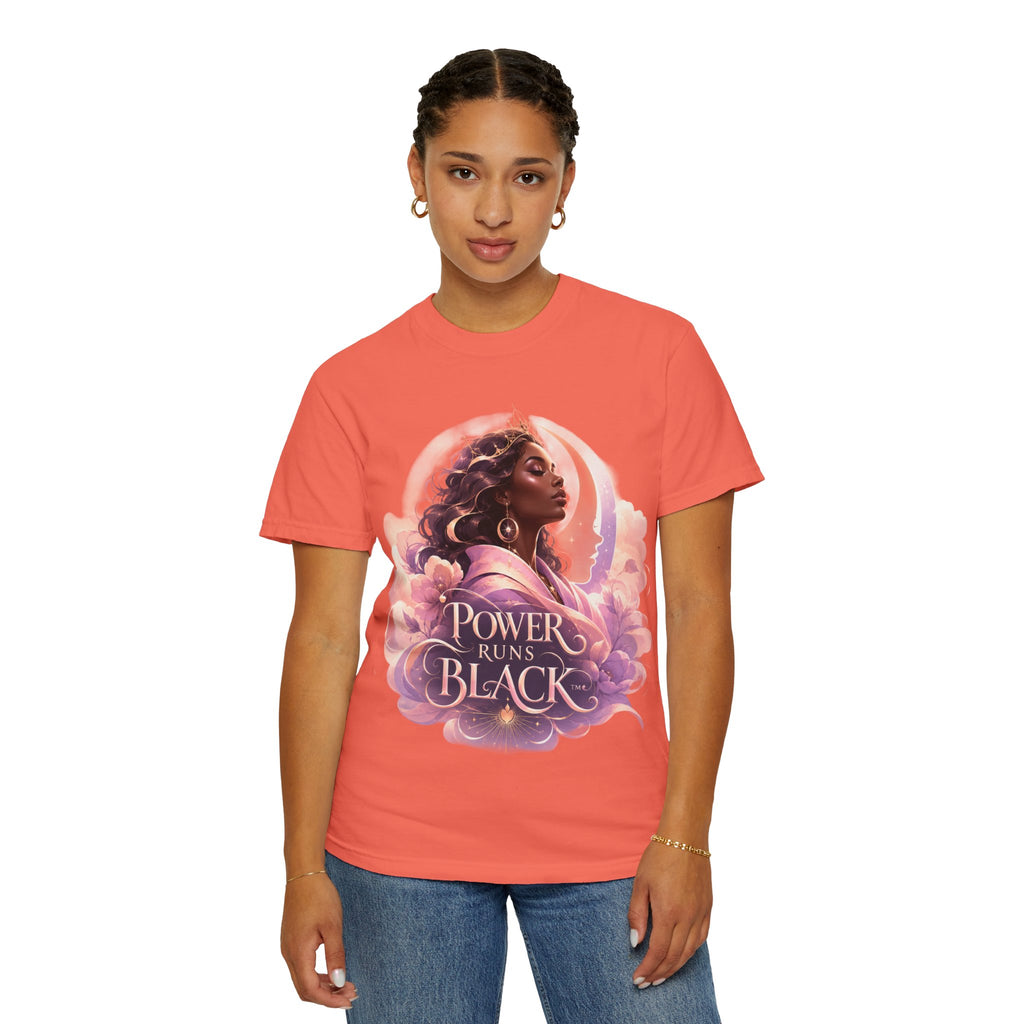 Power Runs Black graphic tee | Black woman portrait, Afro empowerment shirt by Power Runs Black