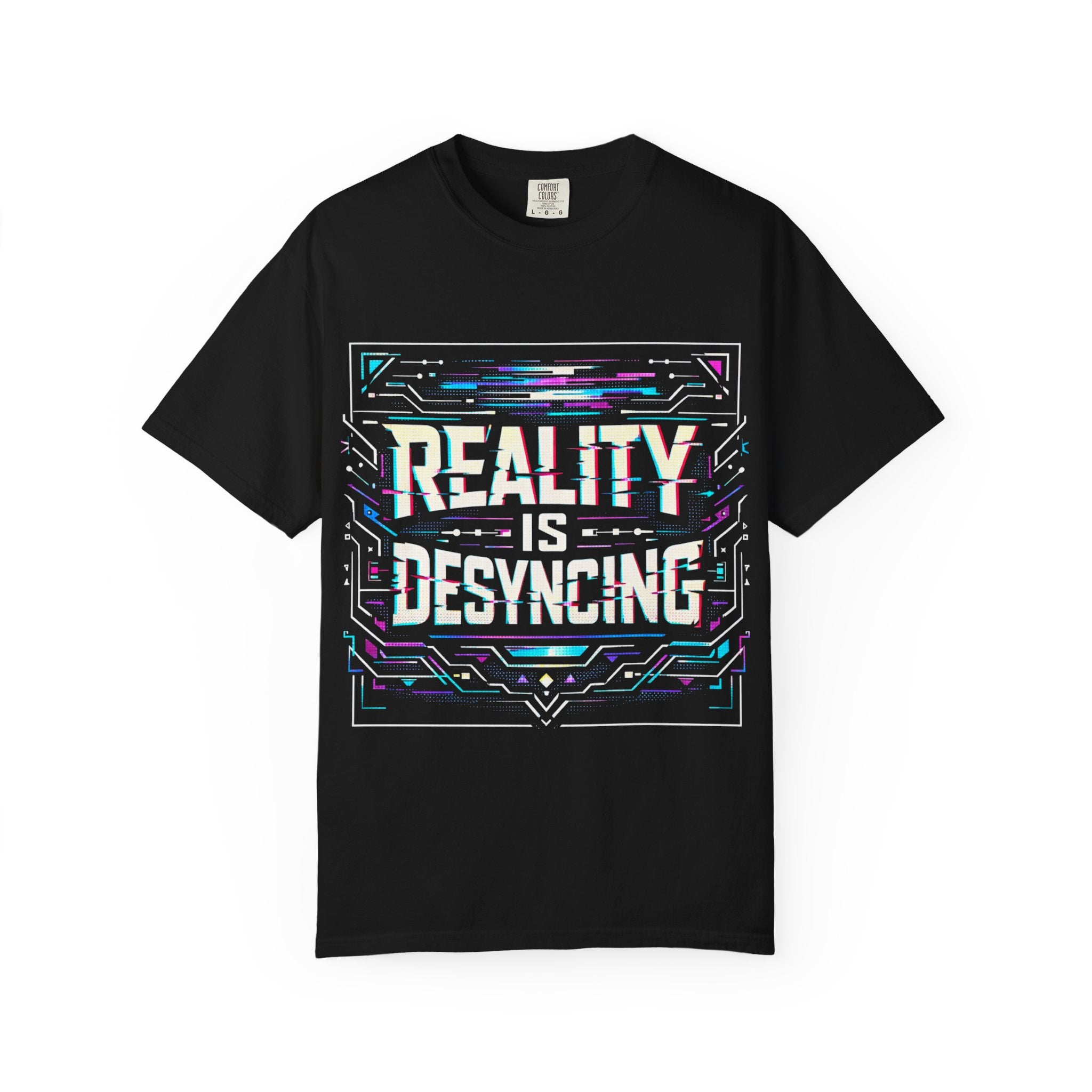 Power Runs Black PRB Glitchy Pastel "Reality Is Desyncing" T-Shirt by Printify