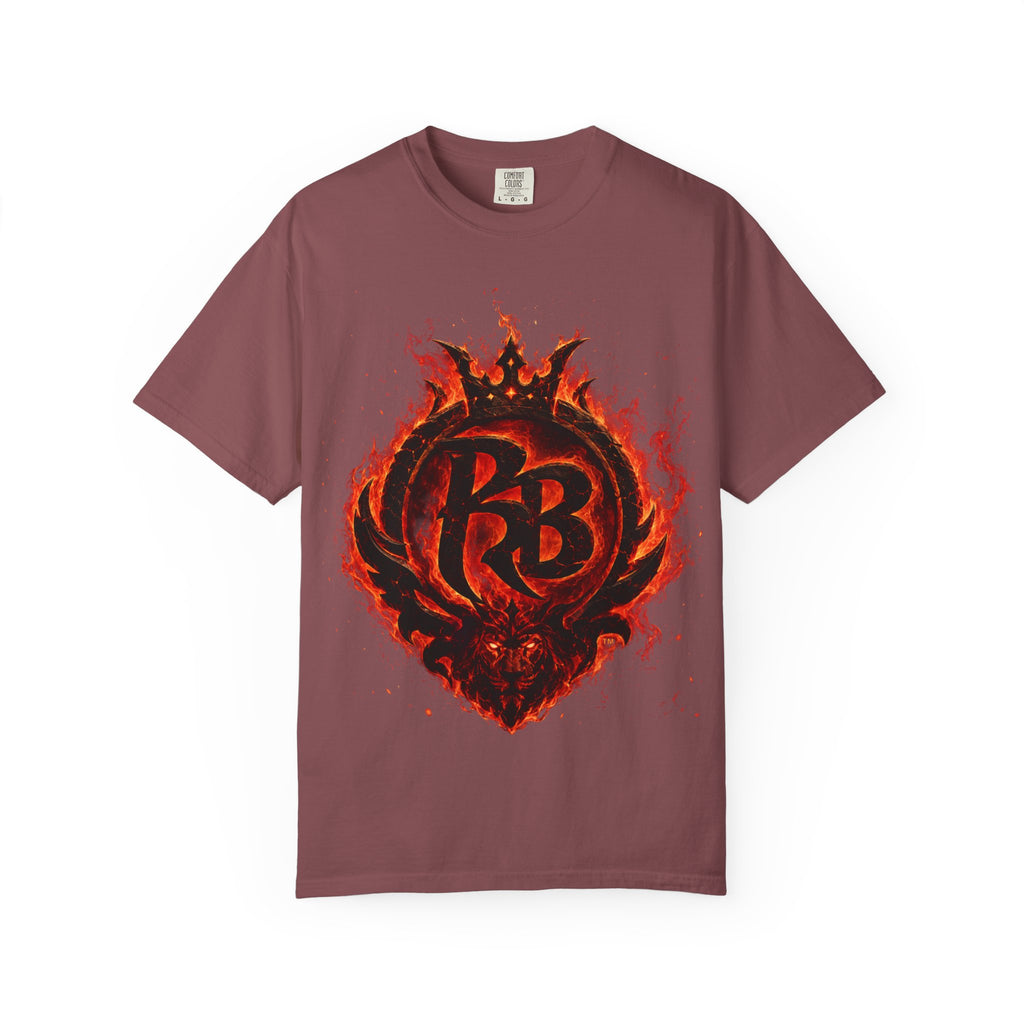 Power Runs Back PRB Flame Logo T-shirt | Fiery Emblem Tee, Grunge Rock Chic by Power Runs Black