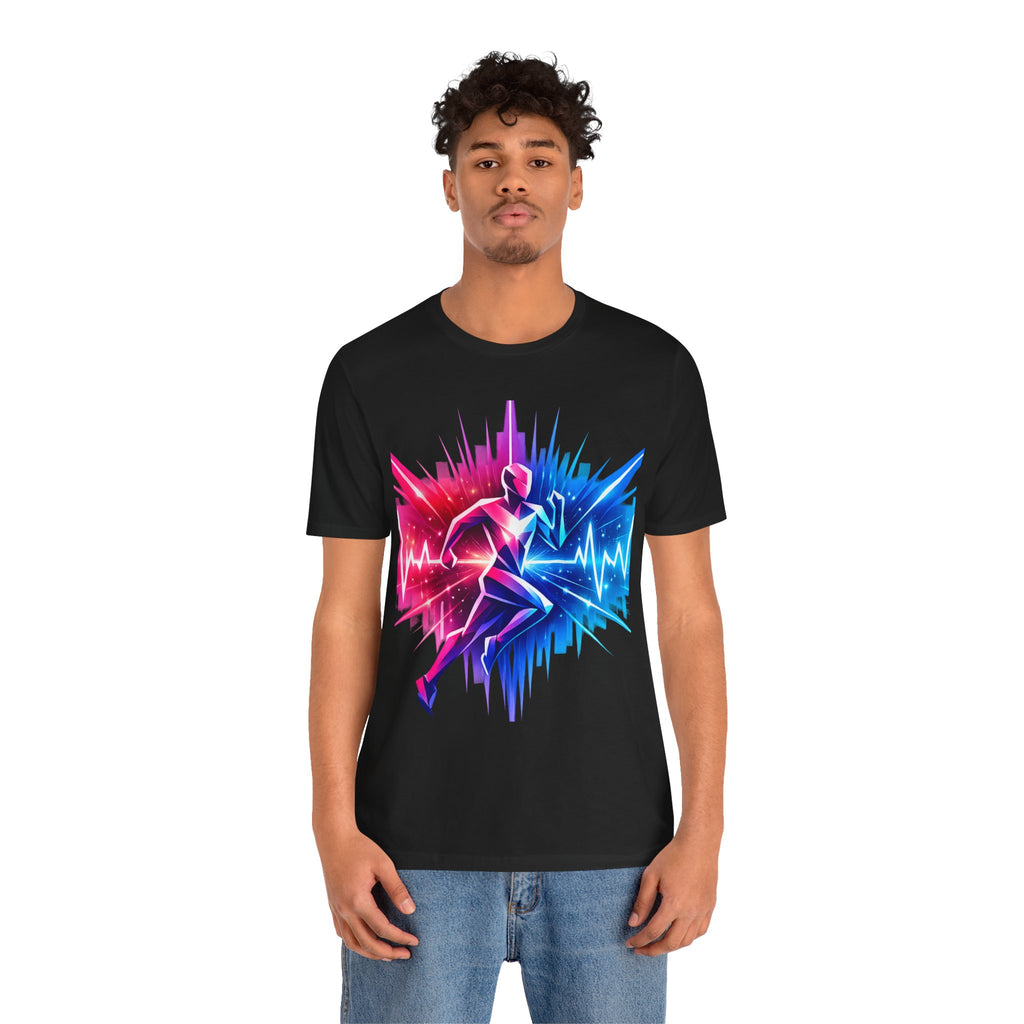 Power Runs Black PRB Running Pulse Graphic Tee — Neon Runner Heartbeat Sports T‑Shirt by Power Runs Black