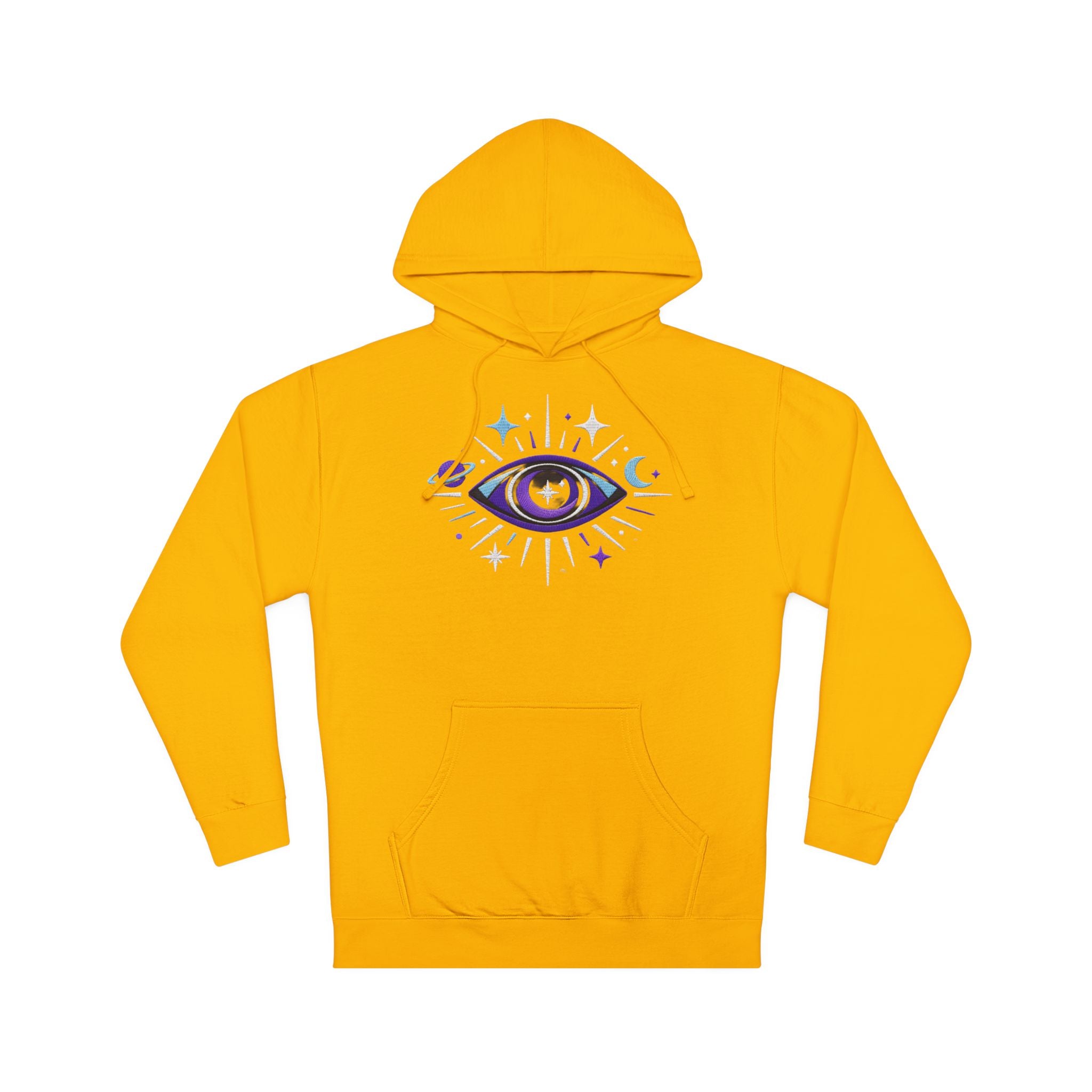 PRB Mystic Purple All-Seeing Eye Hoodie | Celestial Stars Moon by Power Runs Black