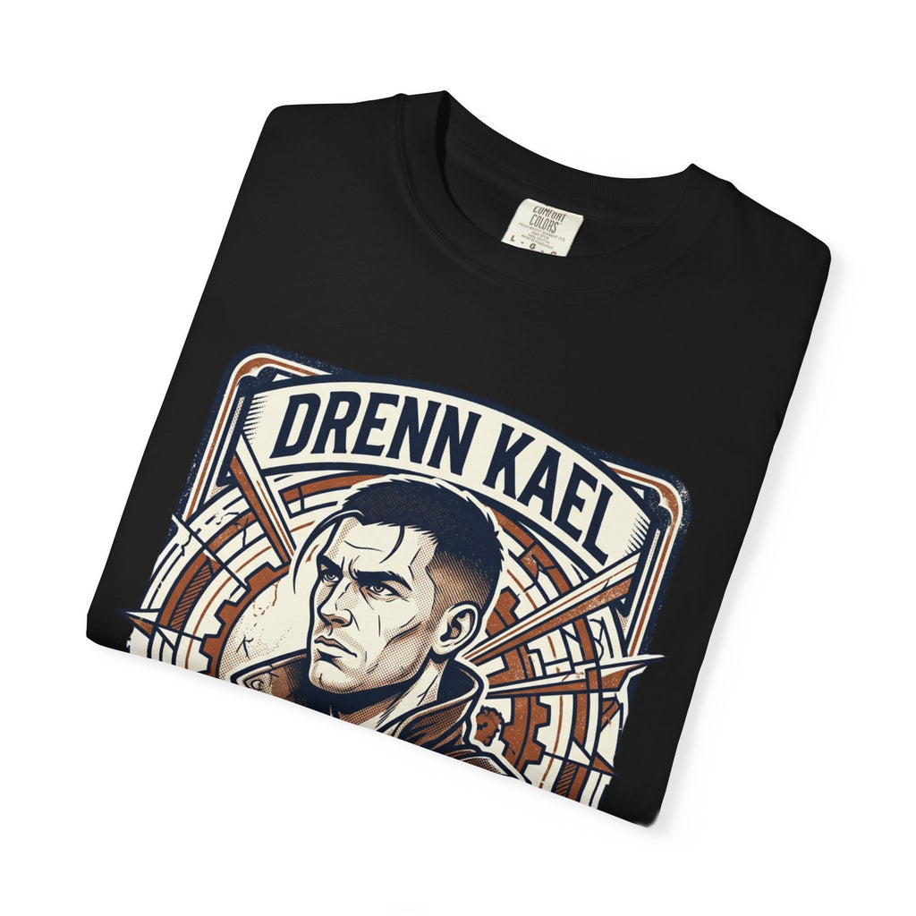 Power Runs Black PRB Drenn Kael Portrait T-Shirt — "Rebellion Twists the Axis" Graphic Tee by Printify