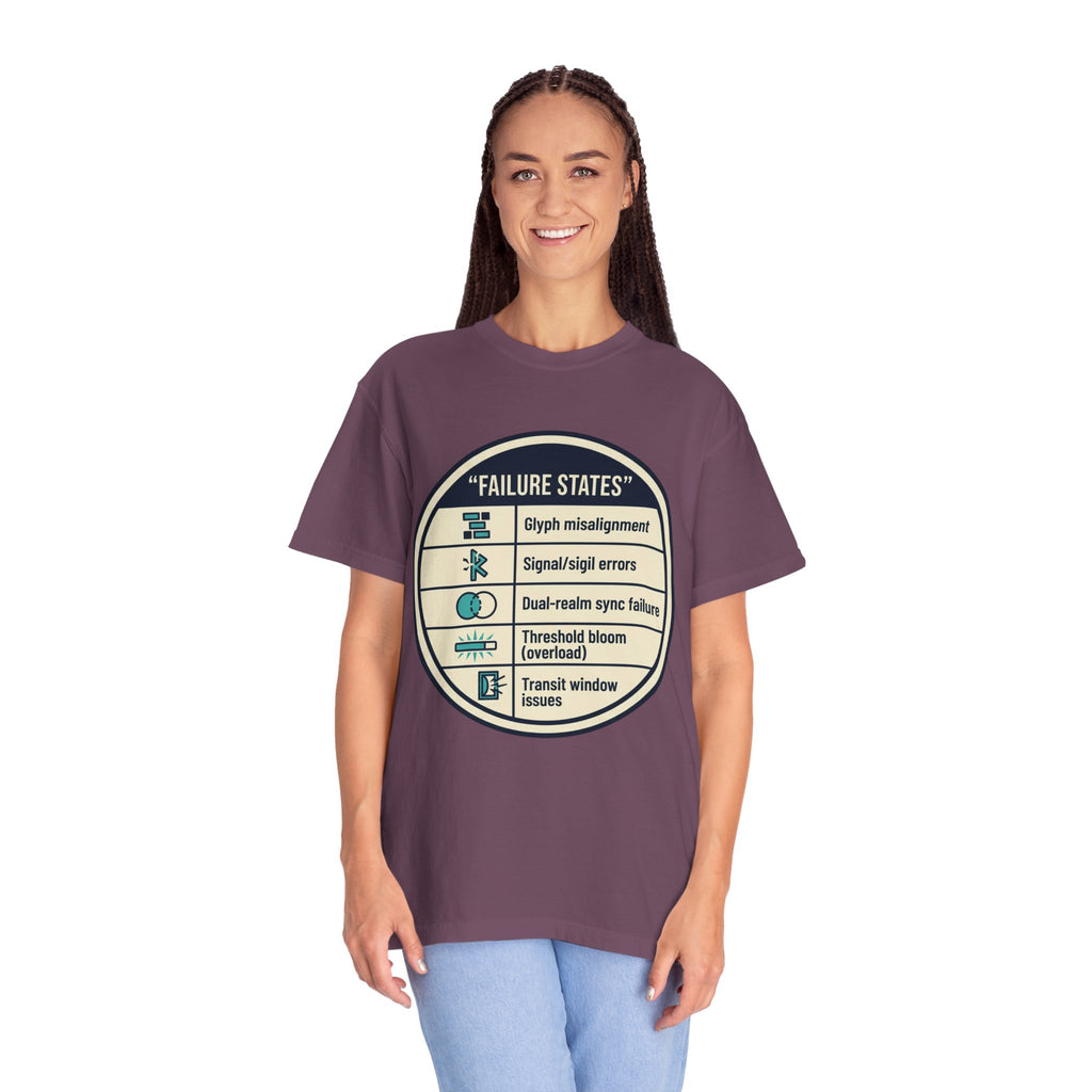 Power Runs Black PRB Failure States T-Shirt — Sci‑Fi Status Badge Graphic Tee by Power Runs Black