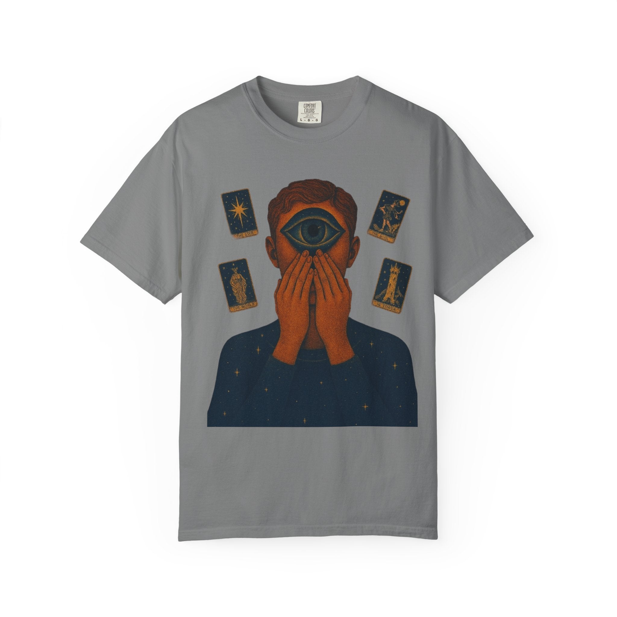 PRB Third Eye Tarot Illustration T-shirt | Occult Mystic Artwork by Power Runs Black