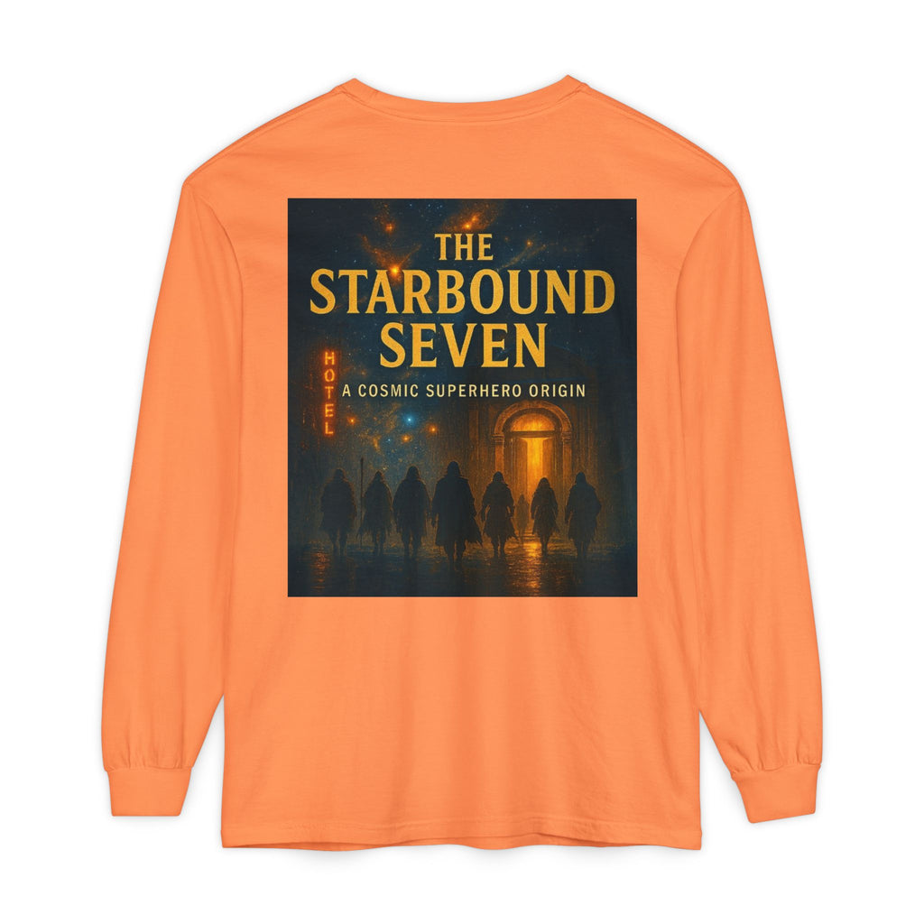 PRB The Starbound Seven graphic long sleeve shirt | cosmic superhero poster by Power Runs Black