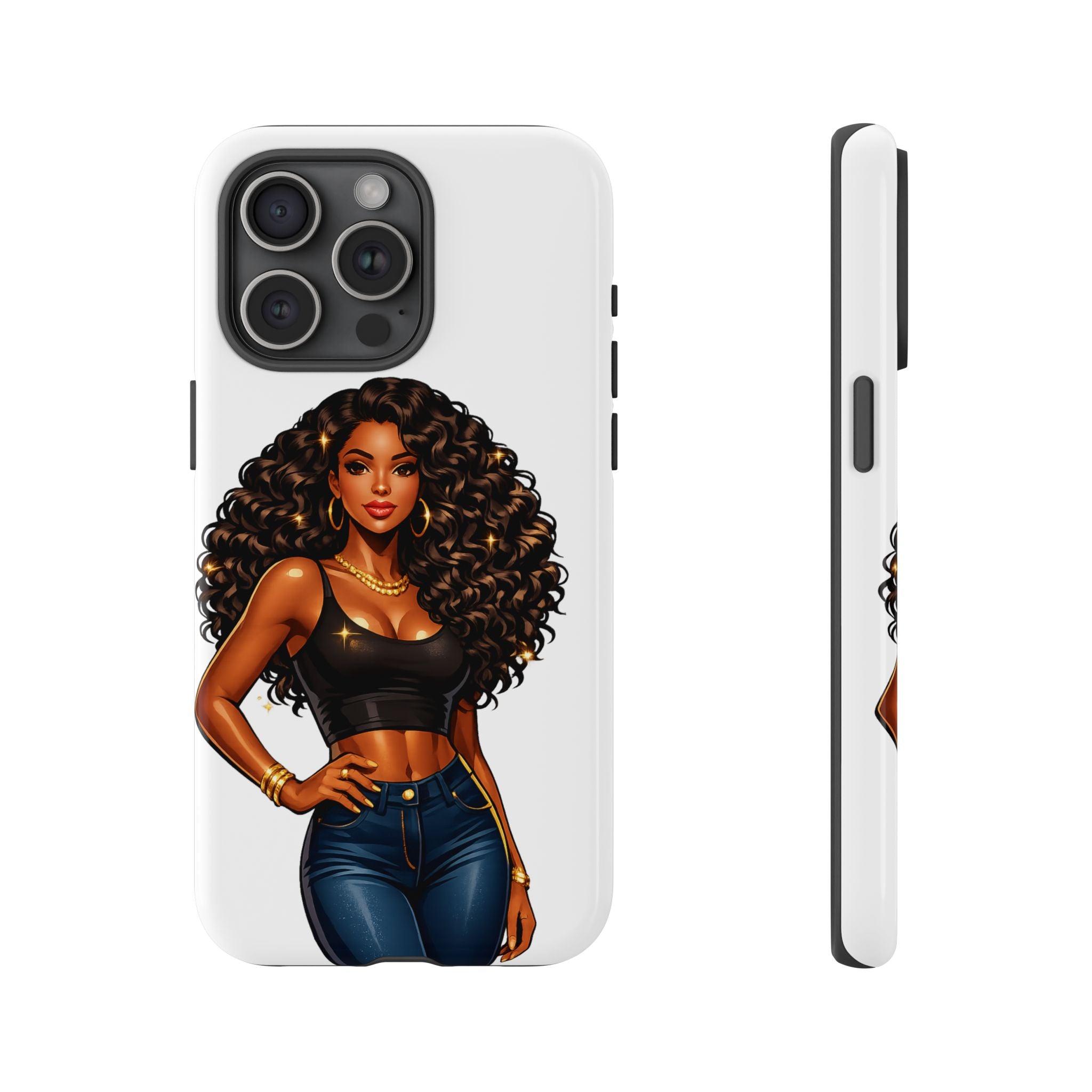 Pretty Rich Bitch by PRB Curly Hair Phone Case by Power Runs Black