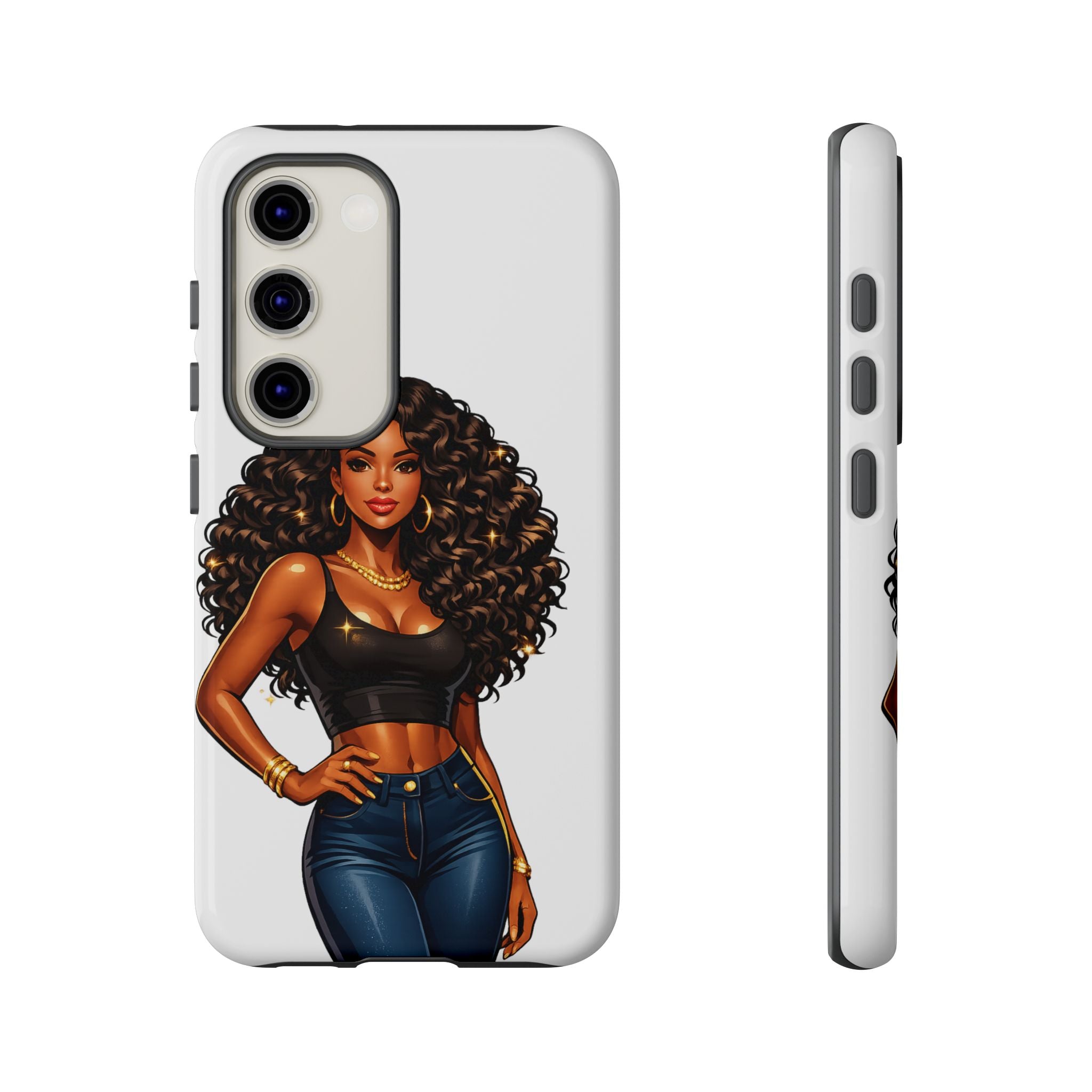 Pretty Rich Bitch by PRB Curly Hair Phone Case by Power Runs Black