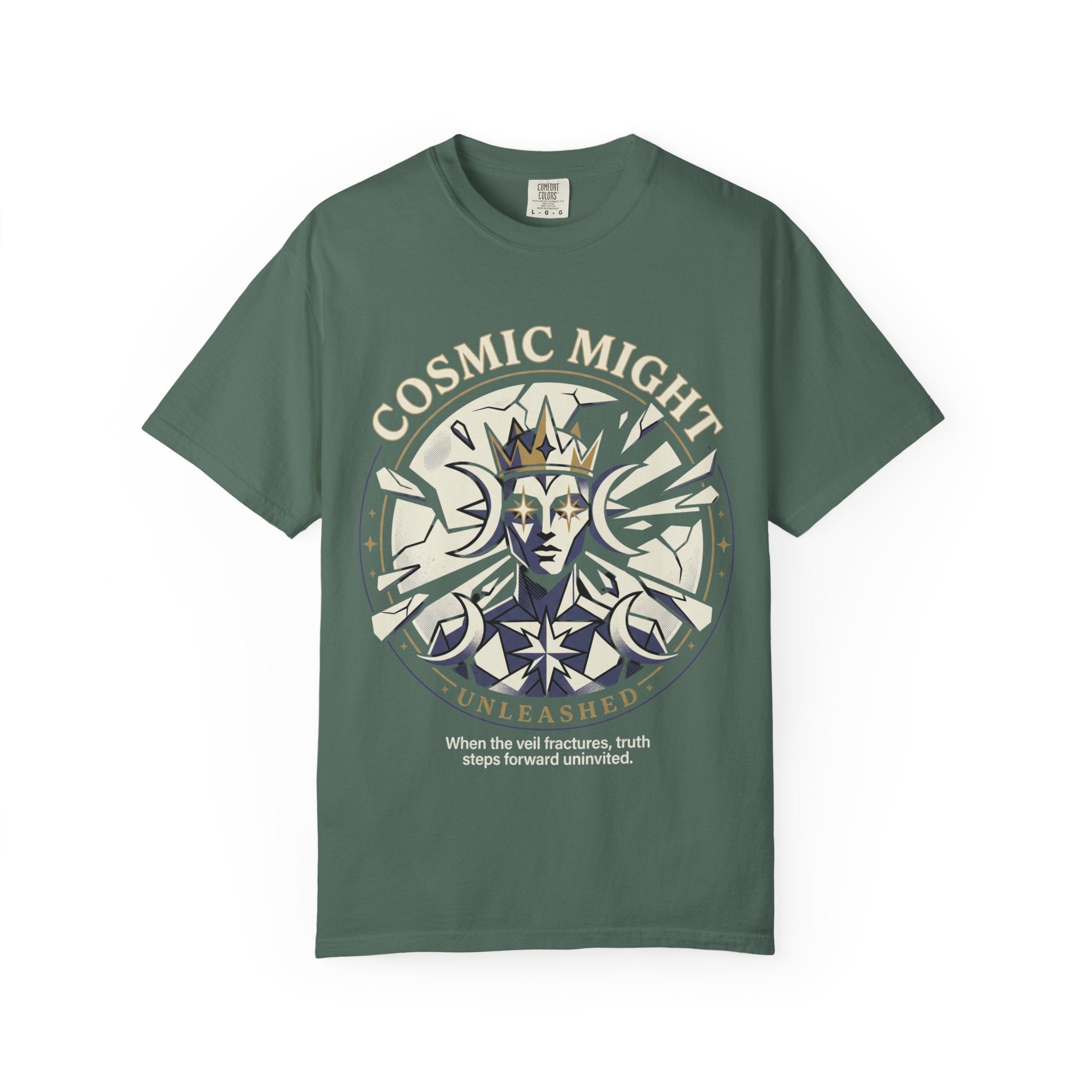PRB Starforged Flex Cosmic Might Unleashed Graphic T-Shirt — 'Cosmic Might Unleashed' Vintage Astro King Tee by Power Runs Black