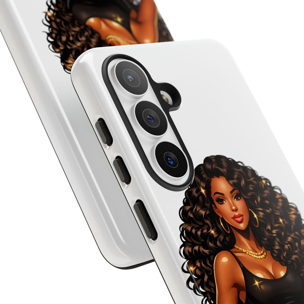 Pretty Rich Bitch by PRB Curly Hair Phone Case by Power Runs Black