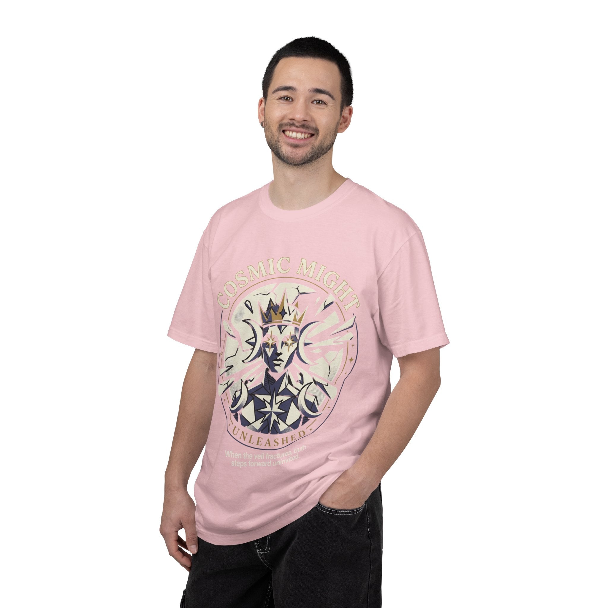PRB Starforged Flex Cosmic Might Unleashed Graphic T-Shirt — 'Cosmic Might Unleashed' Vintage Astro King Tee by Power Runs Black