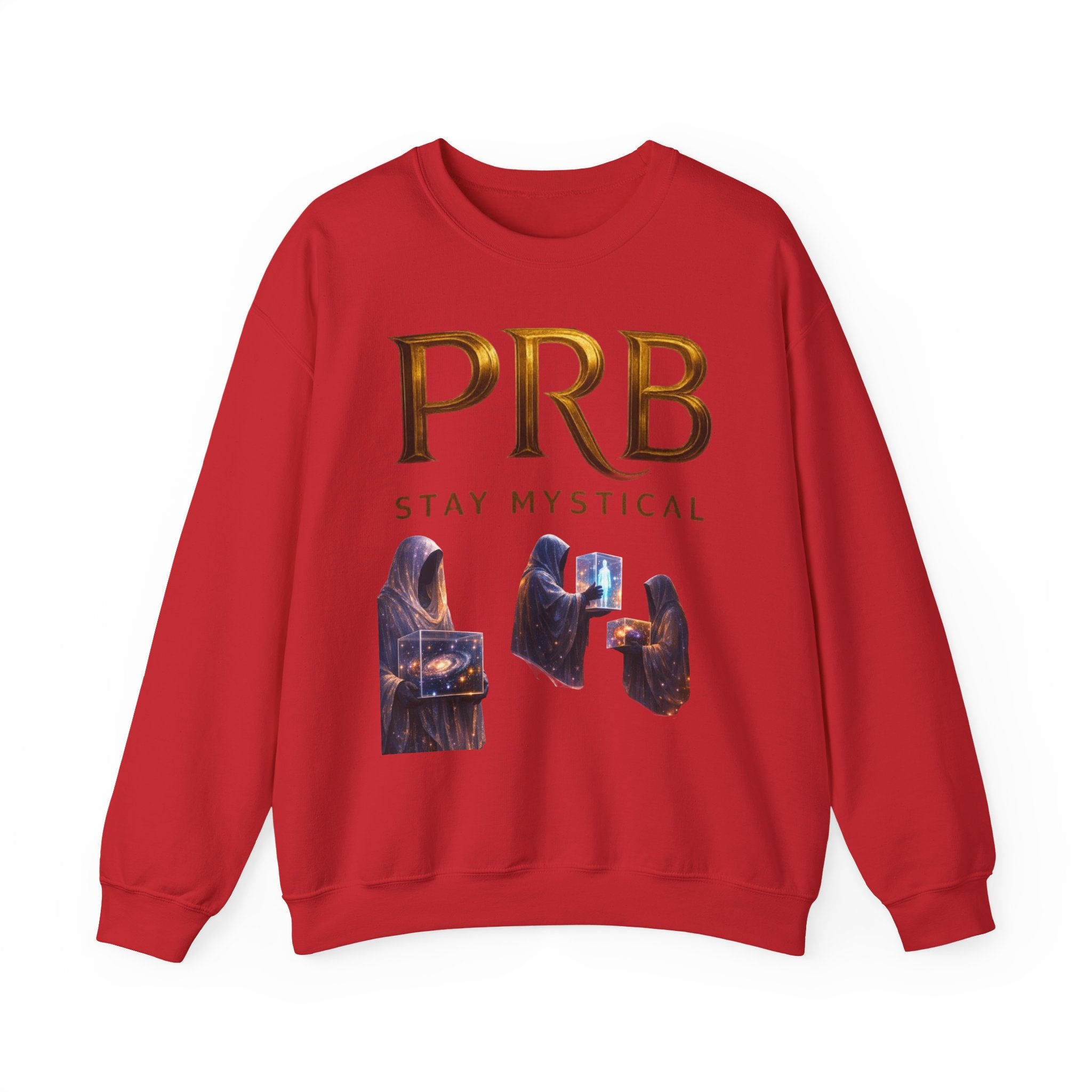 PRB Mystic Library Crewneck Sweatshirt — Cosmic Wizardry Art by Power Runs Black