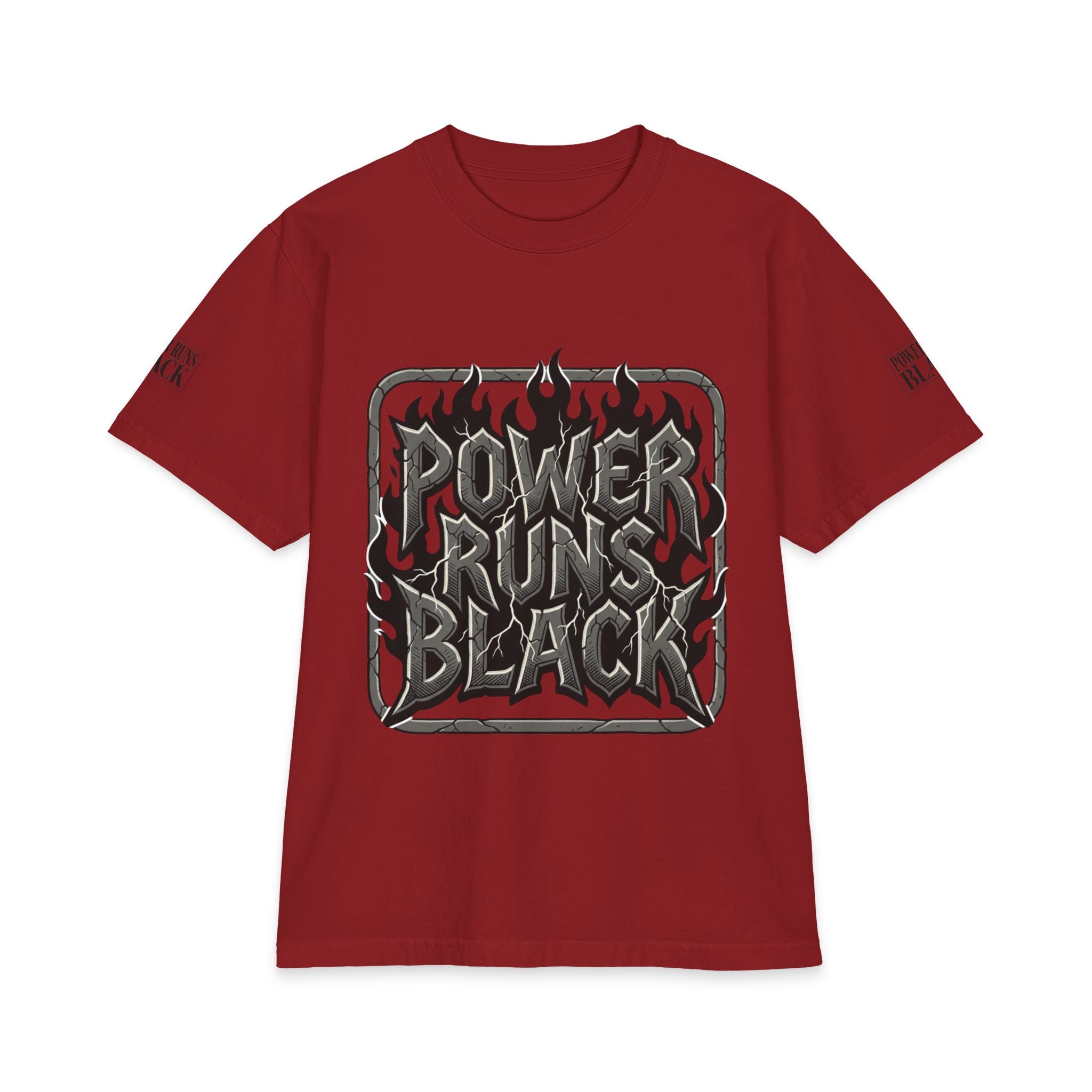 Power Runs Black Graphic T-Shirt — Bold Monochrome Streetwear by Printify