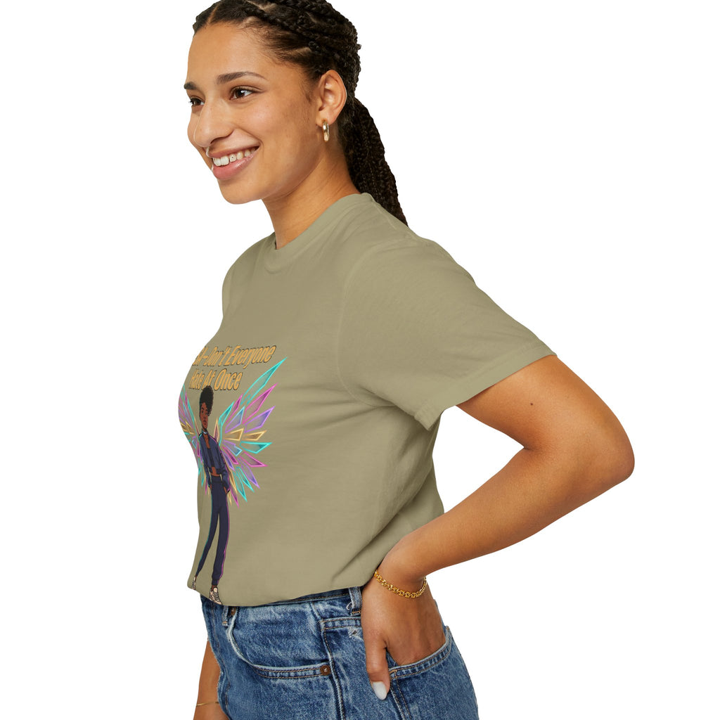 T-Shirt — PSA “Don't Everyone Hate At Once” Angel Wings Graphic Tee by Printify