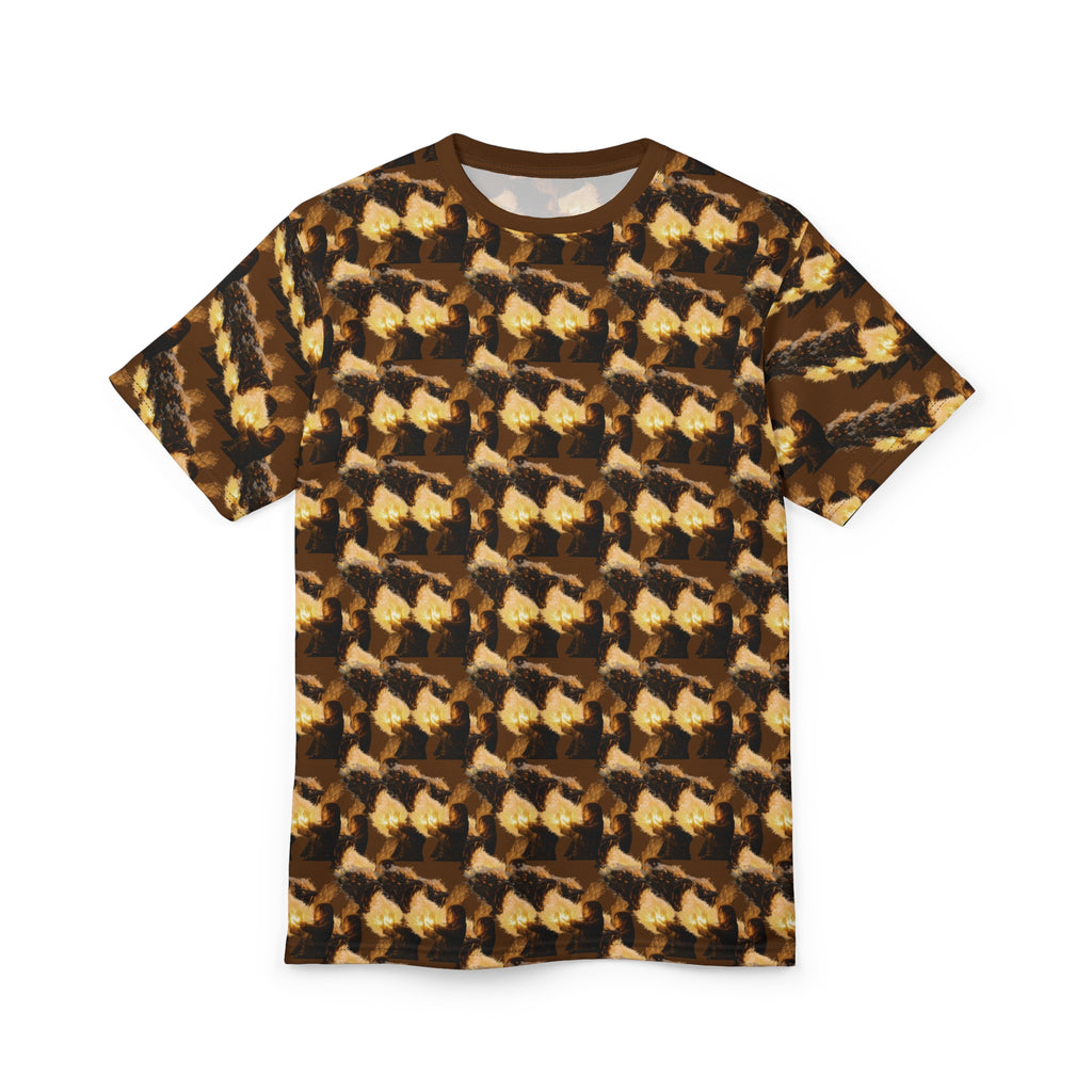 PRB Houndstooth Brown All-Over Print Tee by Printify