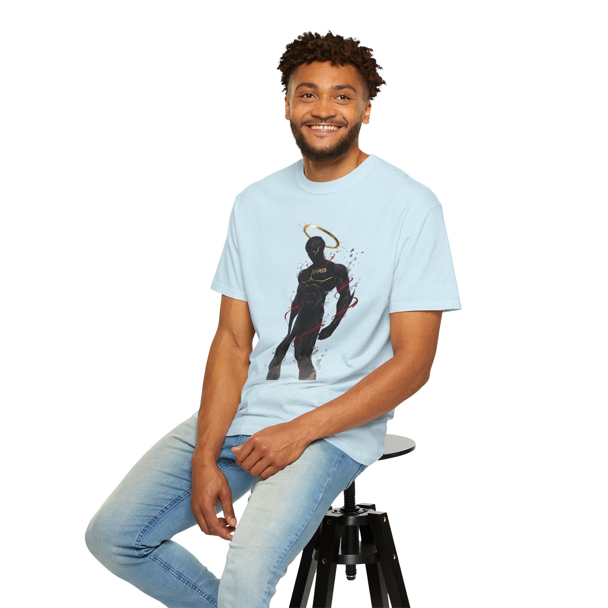 PRB Shadow Hero Graphic T-Shirt — Haloed Vigilante Illustration by Power Runs Black