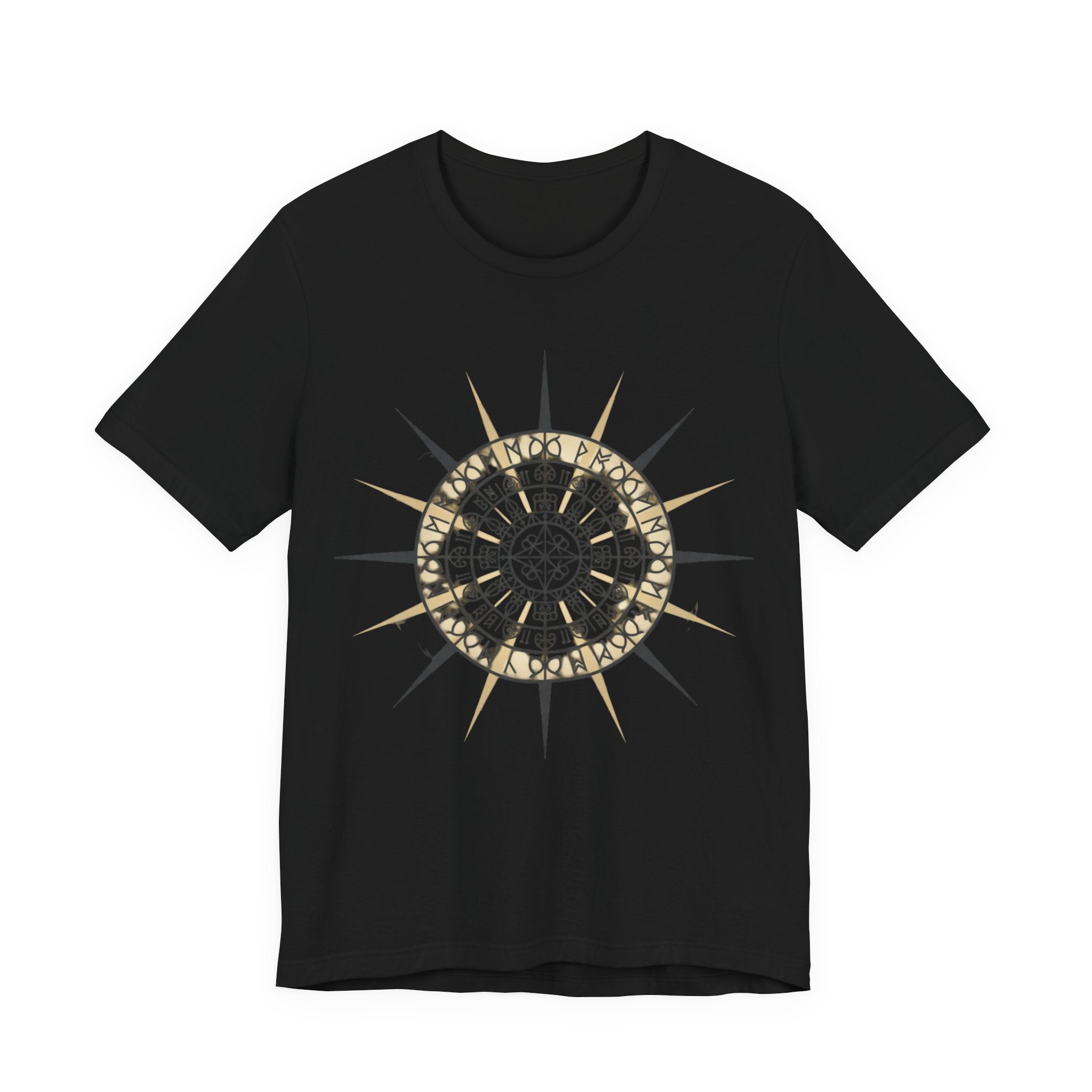 PRB Compass Rose Mandala Tee — Nautical Compass Graphic Shirt by Power Runs Black