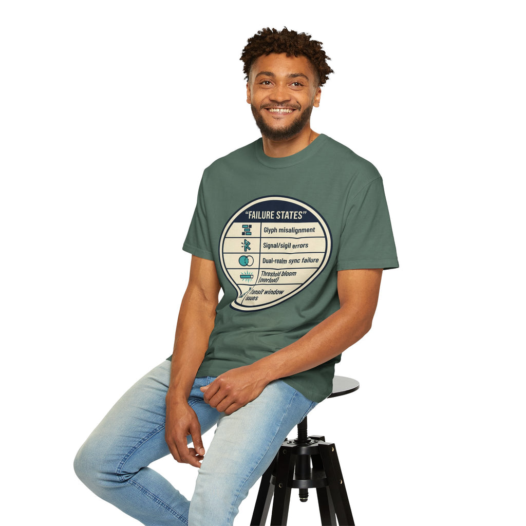 Power Runs Black PRB Failure States T-Shirt — Sci‑Fi Status Badge Graphic Tee by Power Runs Black