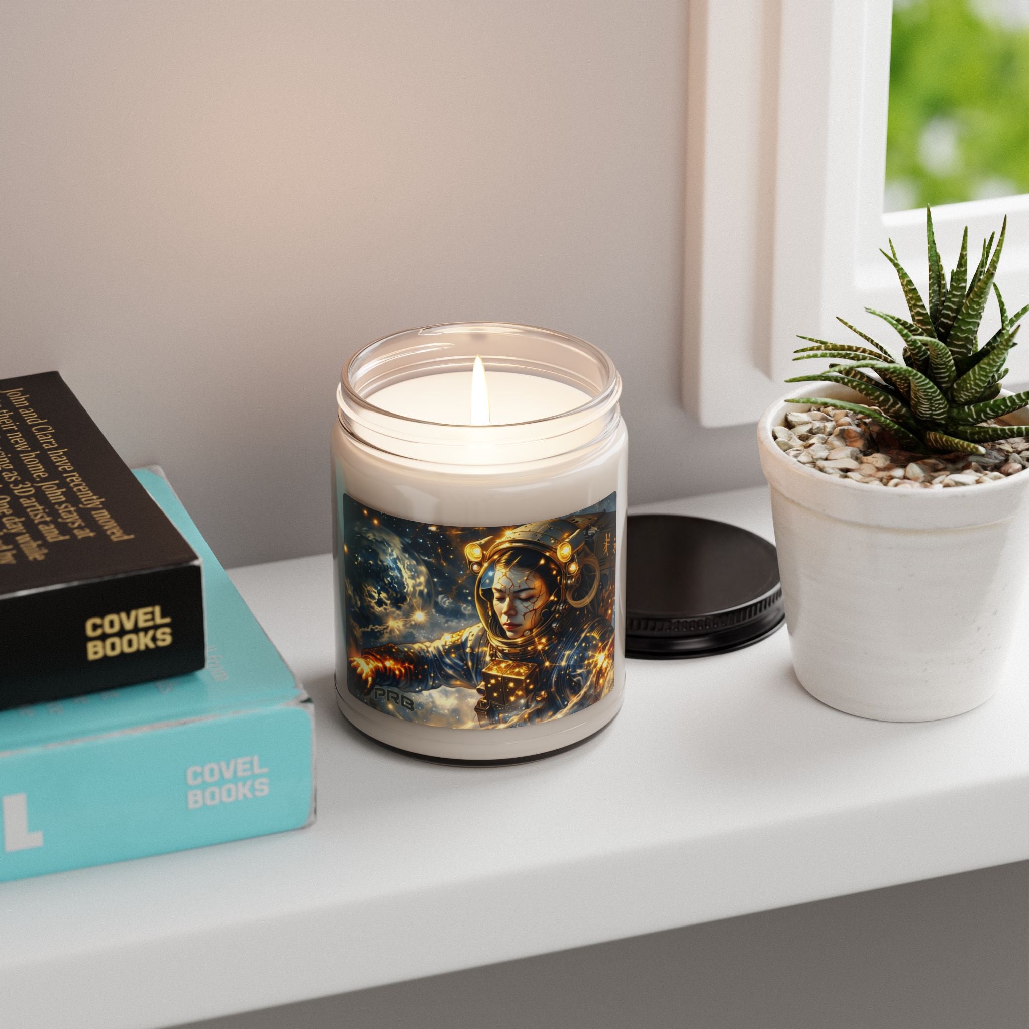 PRB Galactic Astronaut Goddess Candle, Soy Jar Candle | 9oz Cosmic Space Art by Power Runs Black