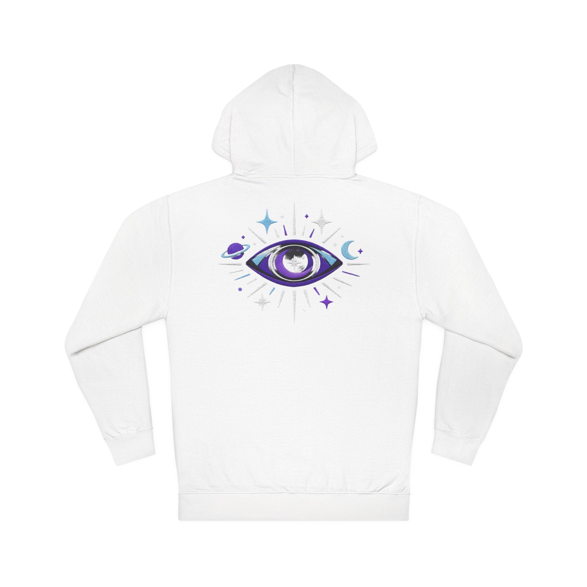 PRB Mystic Purple All-Seeing Eye Hoodie | Celestial Stars Moon by Power Runs Black