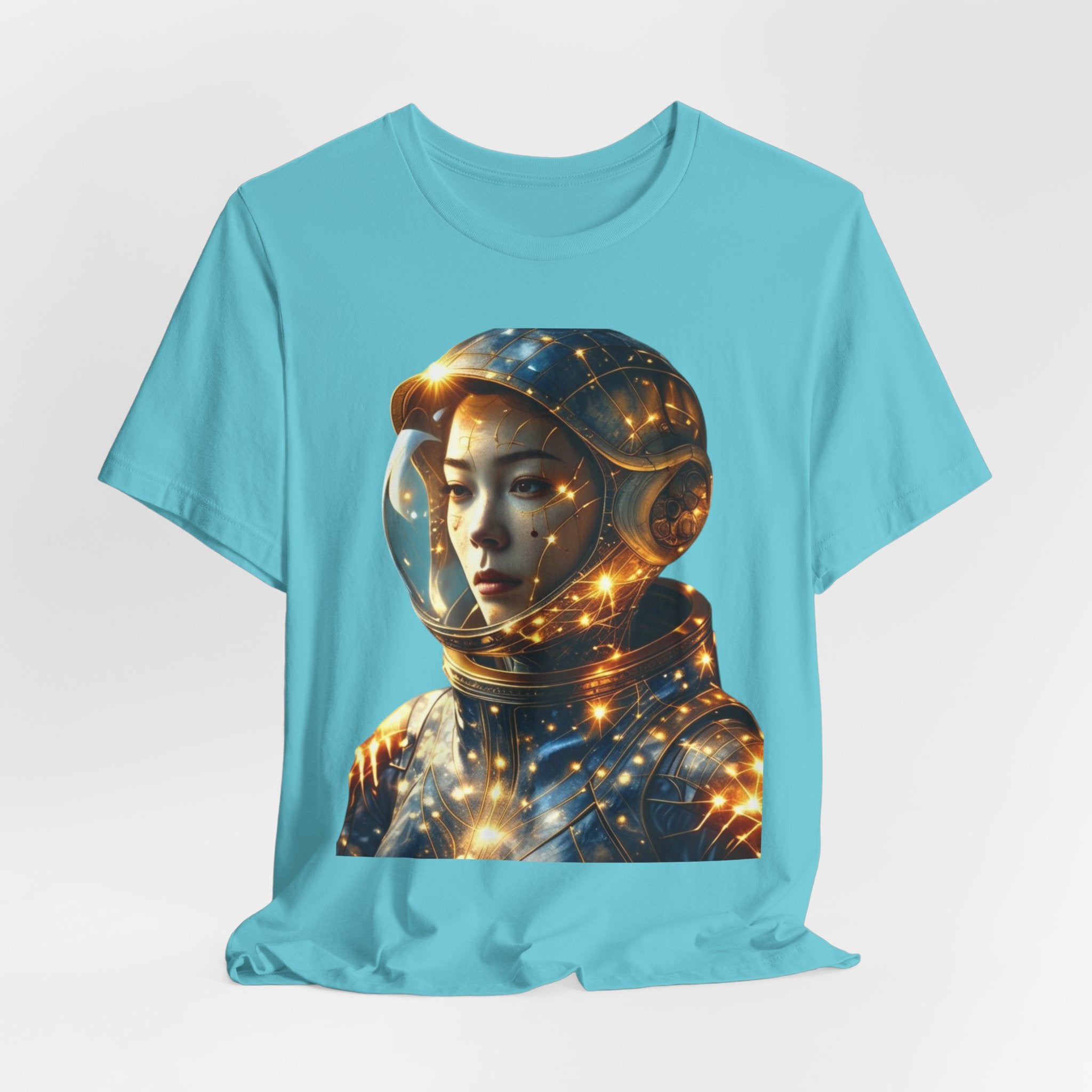 PRB Astronaut Portrait Tee — Starry Cosmic Helmet Graphic T-Shirt by Power Runs Black