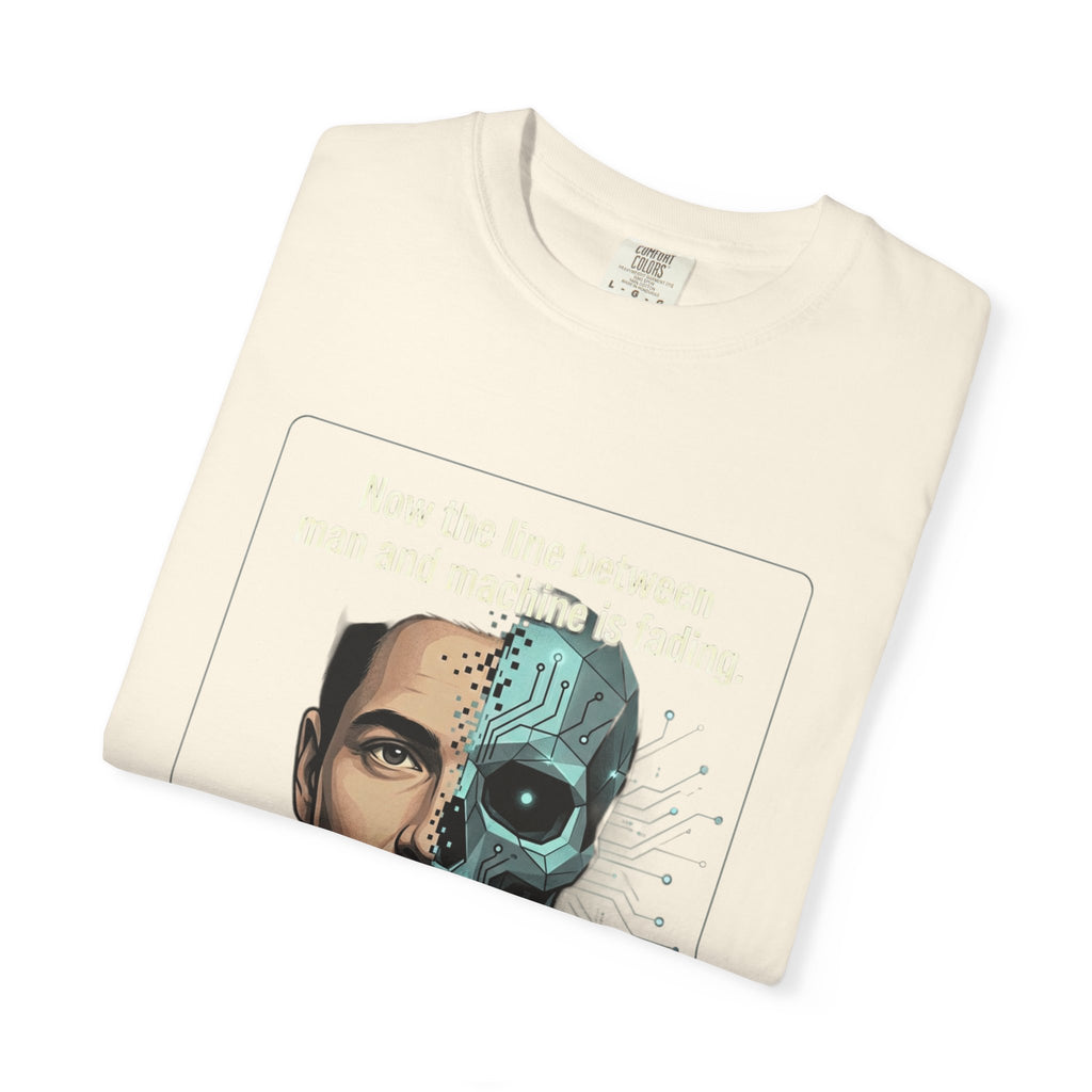 Power Runs Black AI Fusion Graphic T-Shirt — "The Core Age" Split Face Design by Power Runs Black