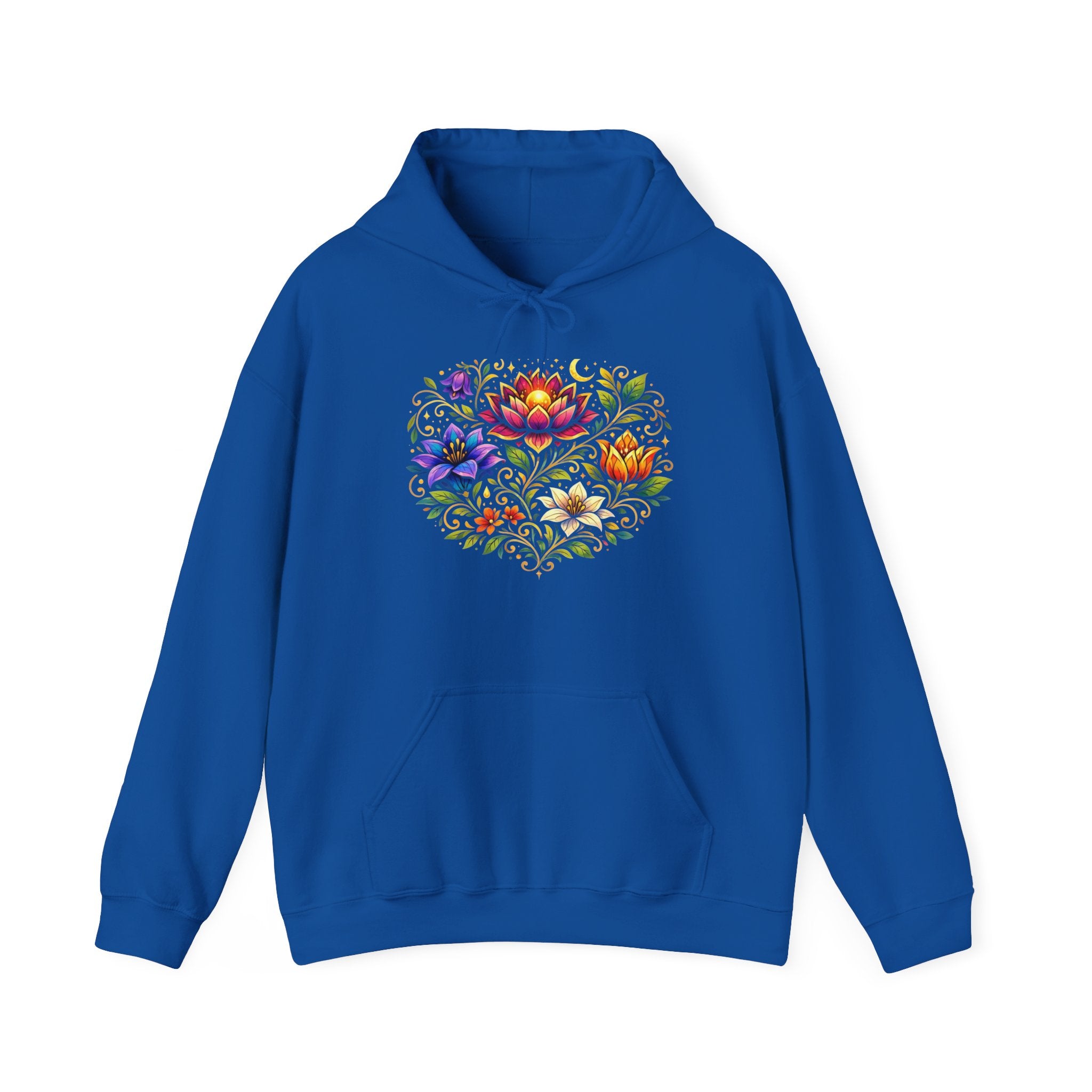 Pretty Rich Bitch by PRB Colorful Floral Lotus Bouquet Hoodie | Watercolor Flower Mandala Sweatshirt by Power Runs Black