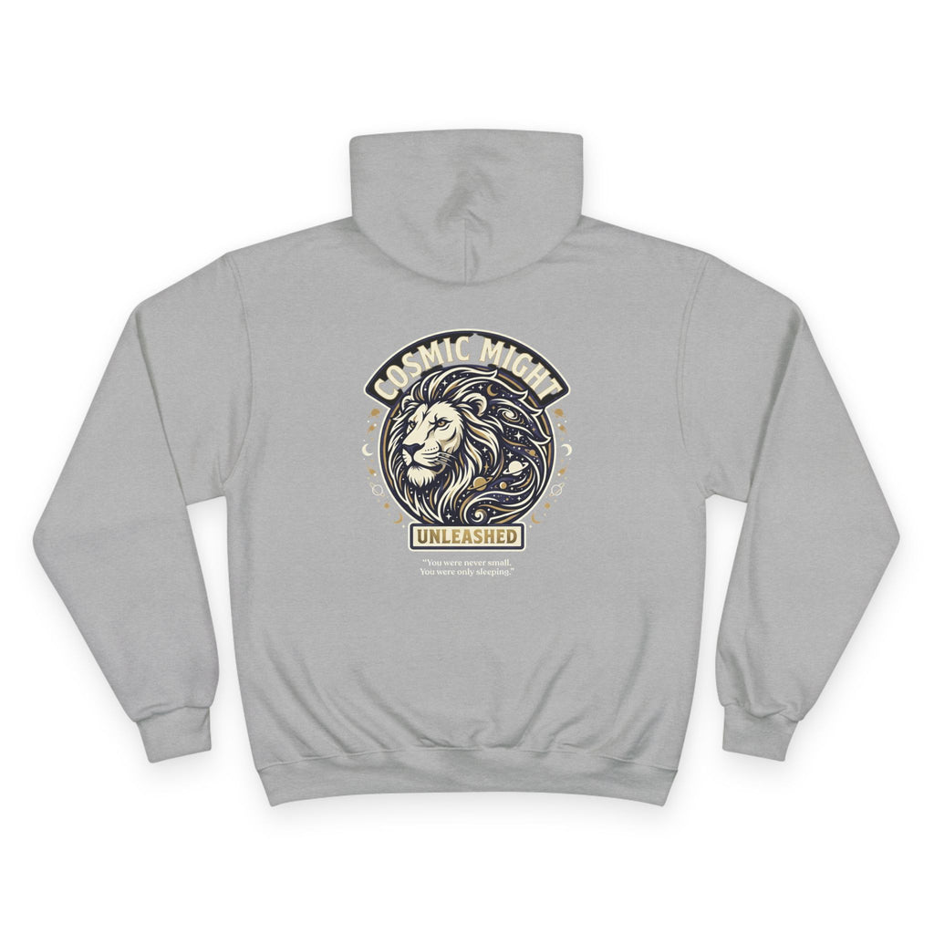 PRB Starforged Flex Cosmic Might Unleashed Lion Crest Hoodie — 'Unleashed' Athletic Champion Graphic Hoodie by Power Runs Black