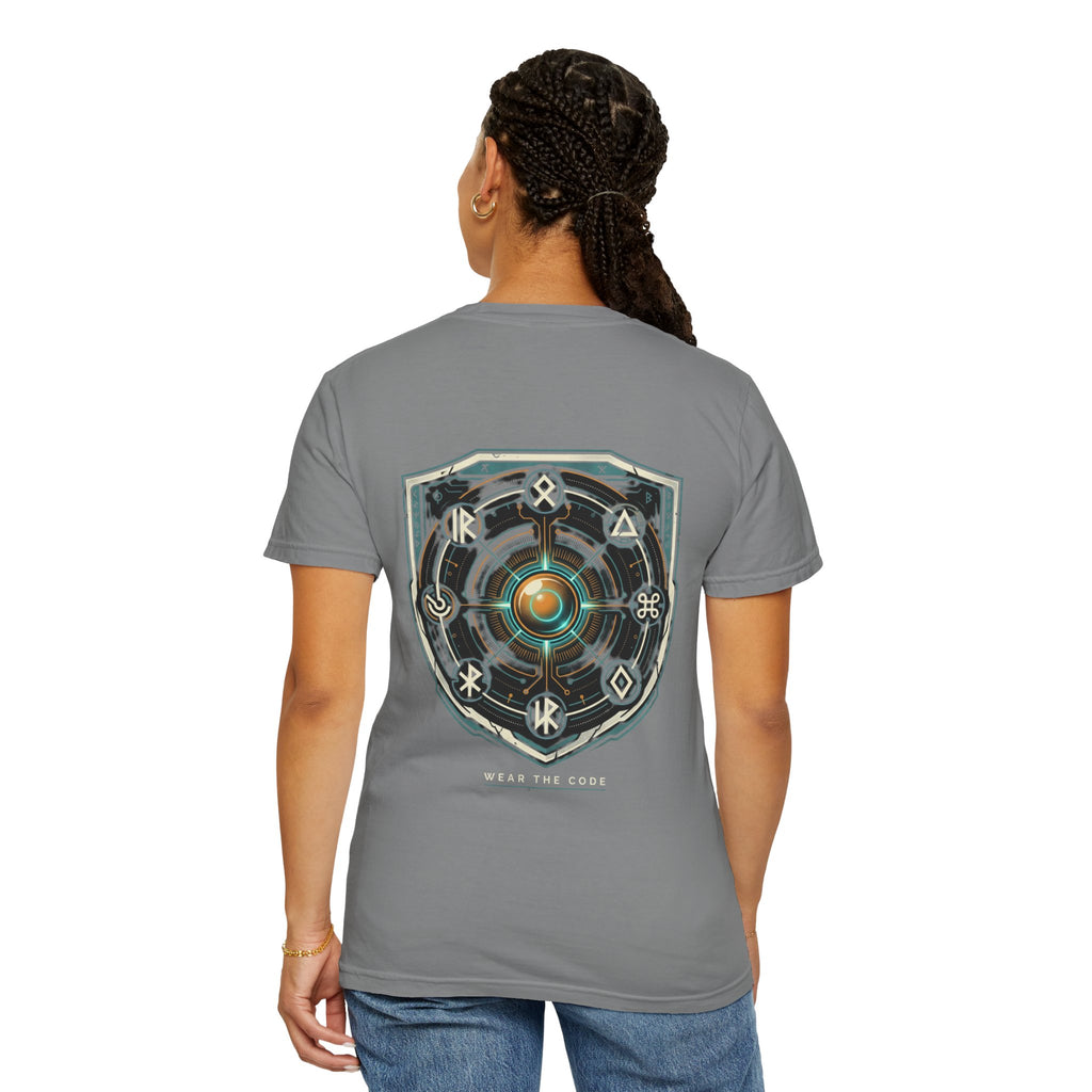 Power Runs Black PRB "Wear The Code" Mystic Shield T-Shirt — Geometric Sigil Graphic Tee by Printify
