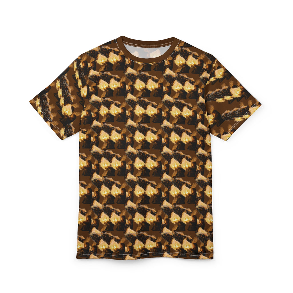 PRB Houndstooth Brown All-Over Print Tee by Power Runs Black