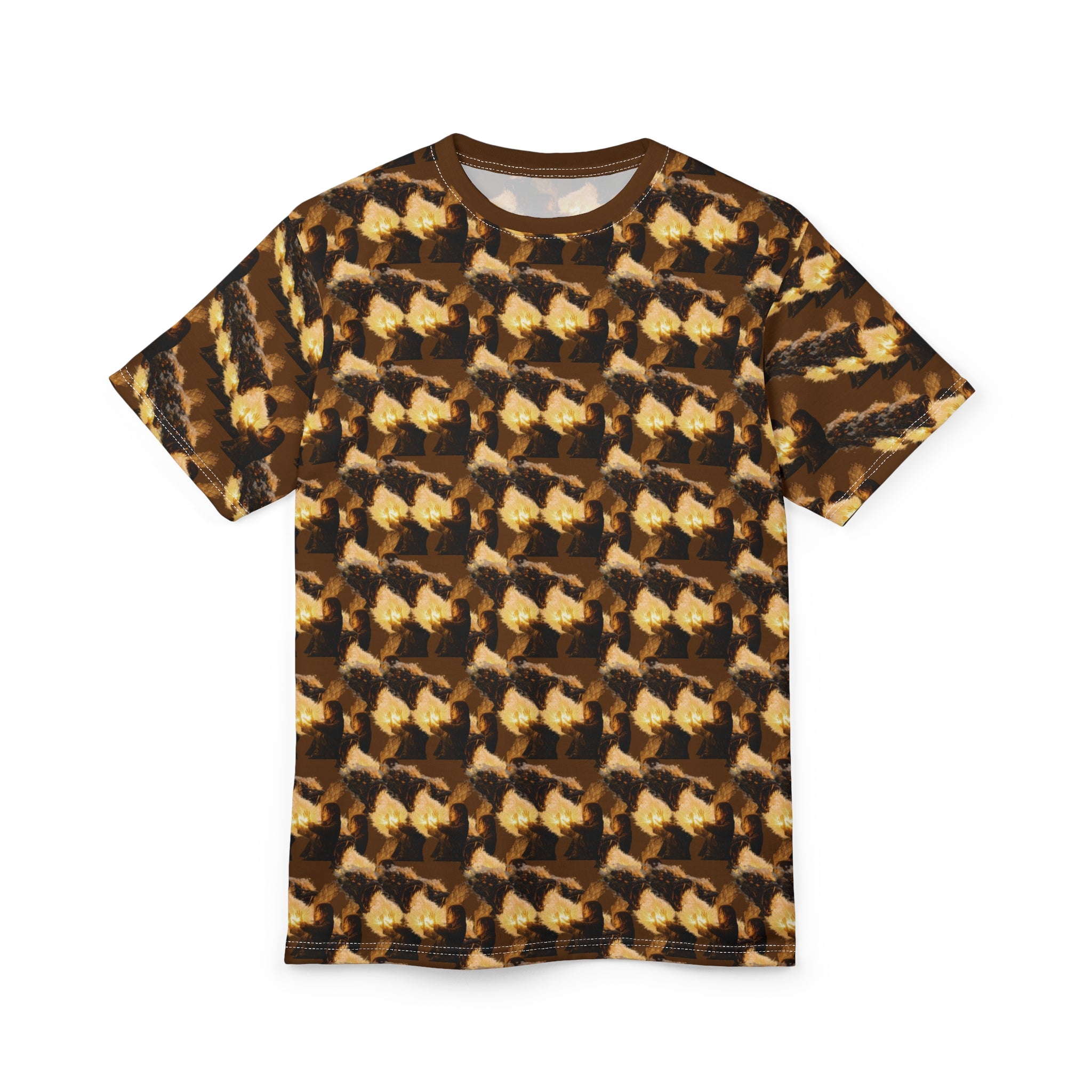 PRB Houndstooth Brown All-Over Print Tee by Power Runs Black