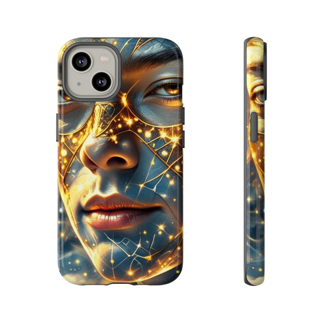 PRB Galactic Portrait Tough Case | Cosmic Face Phone Case, Starry Nebula Design by Power Runs Black