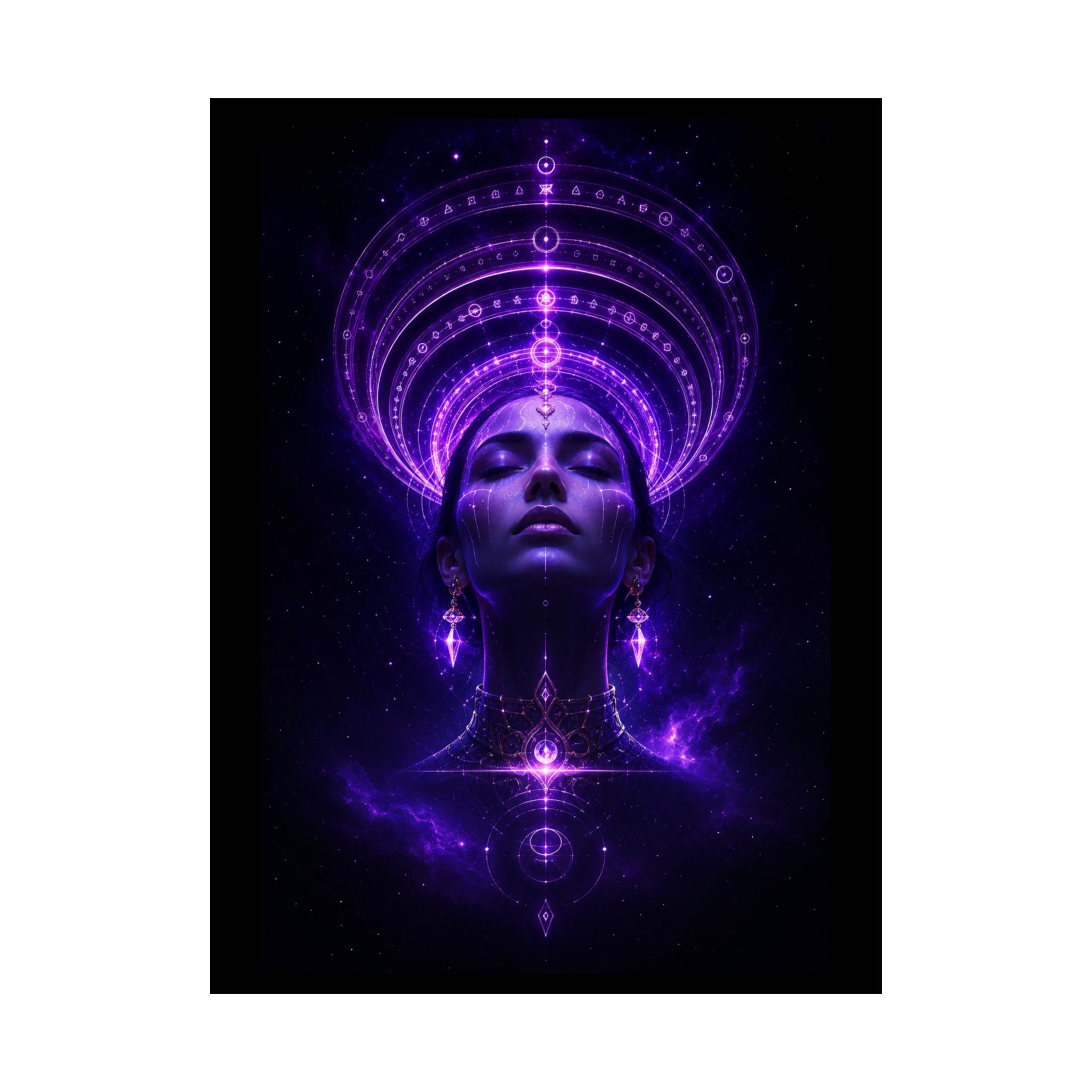 Power Runs Black Cosmic Goddess Poster — Purple Spiritual Wall Art Matte Vertical Print by Power Runs Black