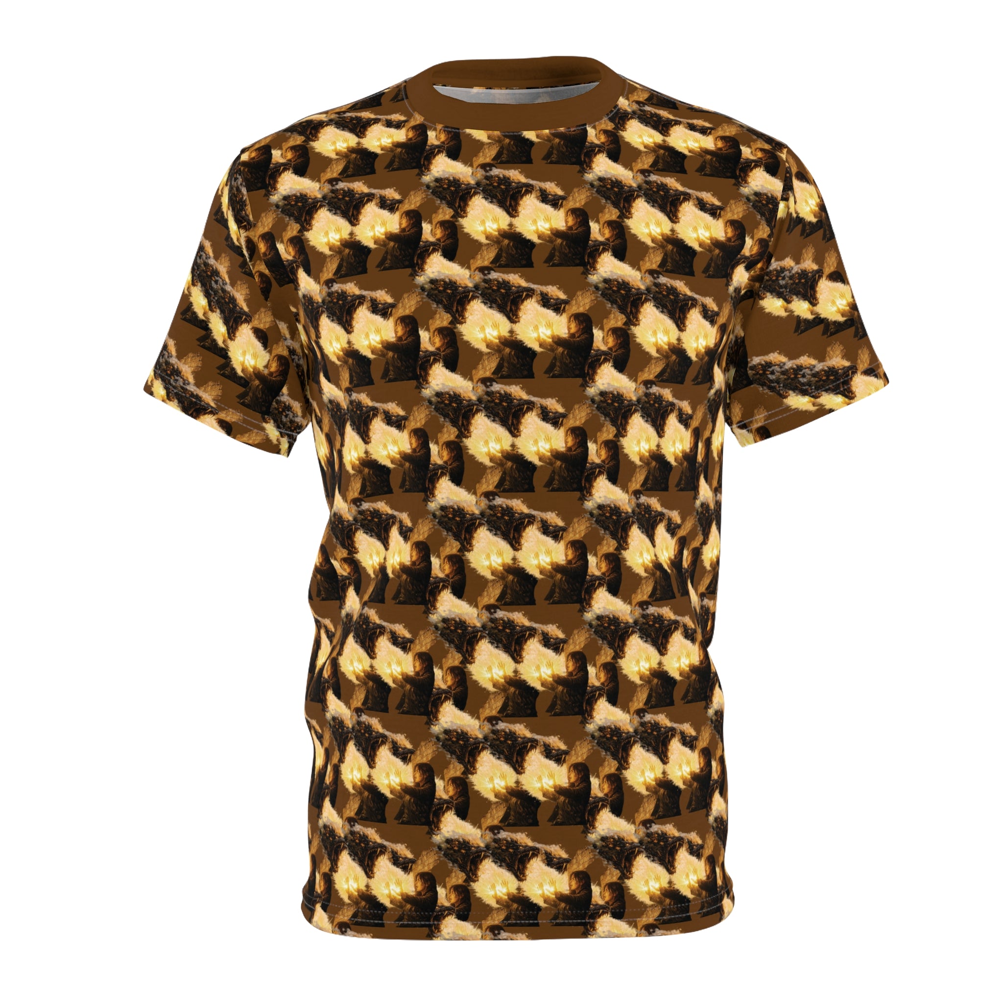 PRB Houndstooth Brown All-Over Print Tee by Printify