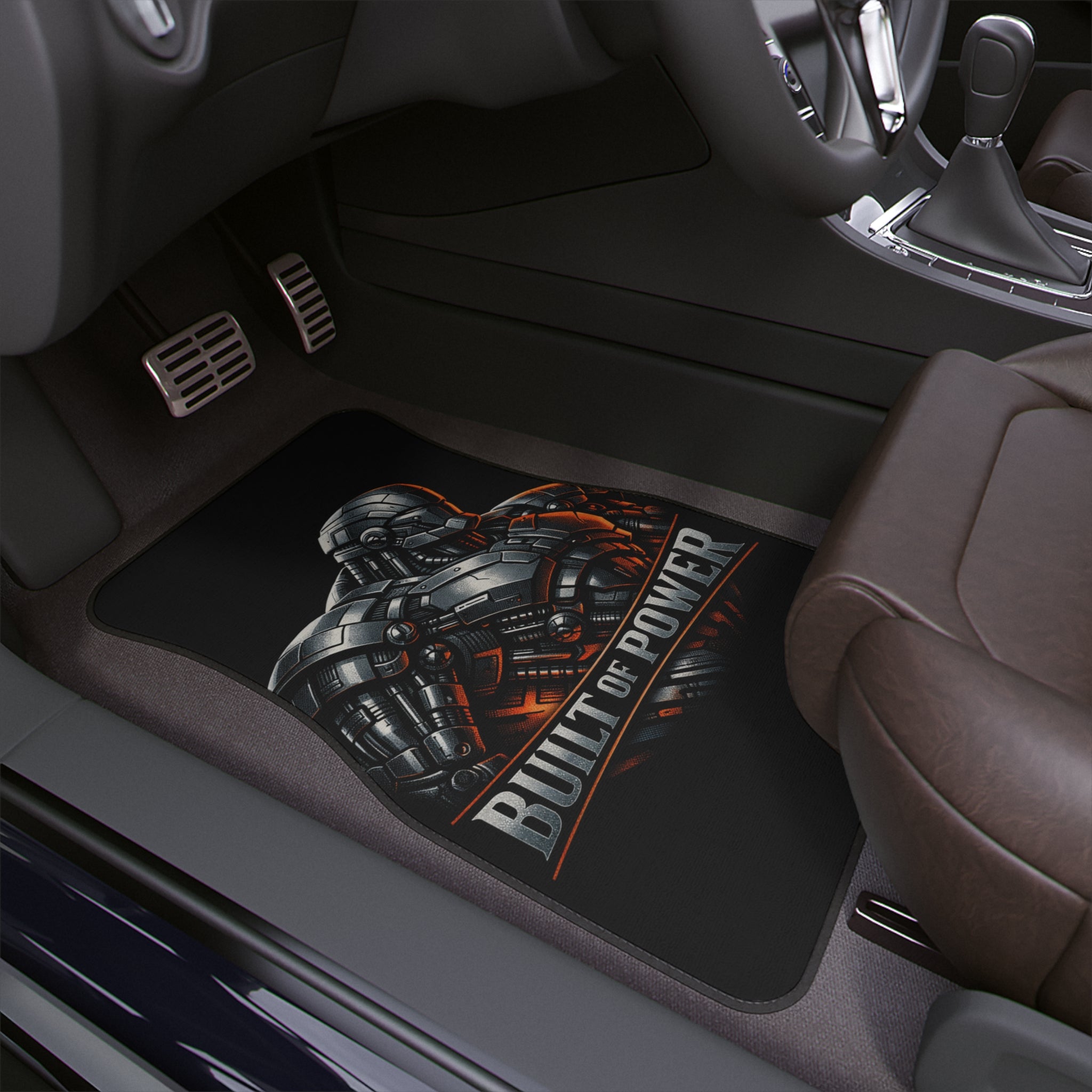 Power Runs Black PRB Built of Power Car Floor Mat — Robotic Armor Auto Mat by Power Runs Black