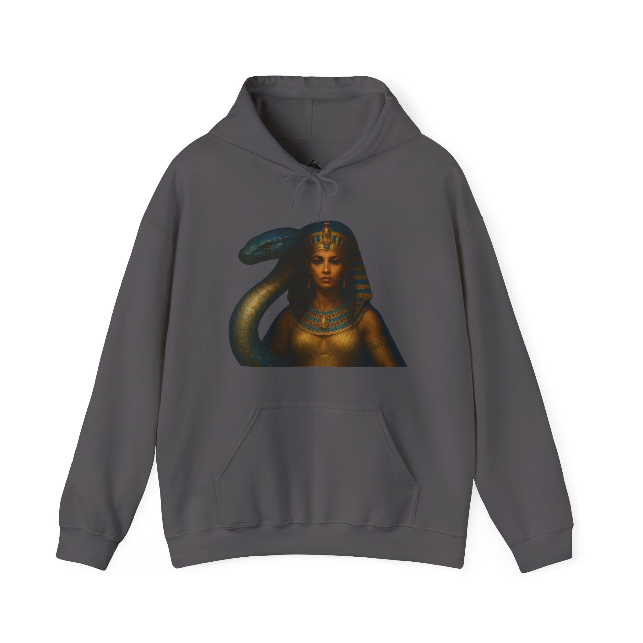 PRB Egyptian Goddess Portrait Hoodie | Serpent Headdress, Ancient Queen Art by Printify