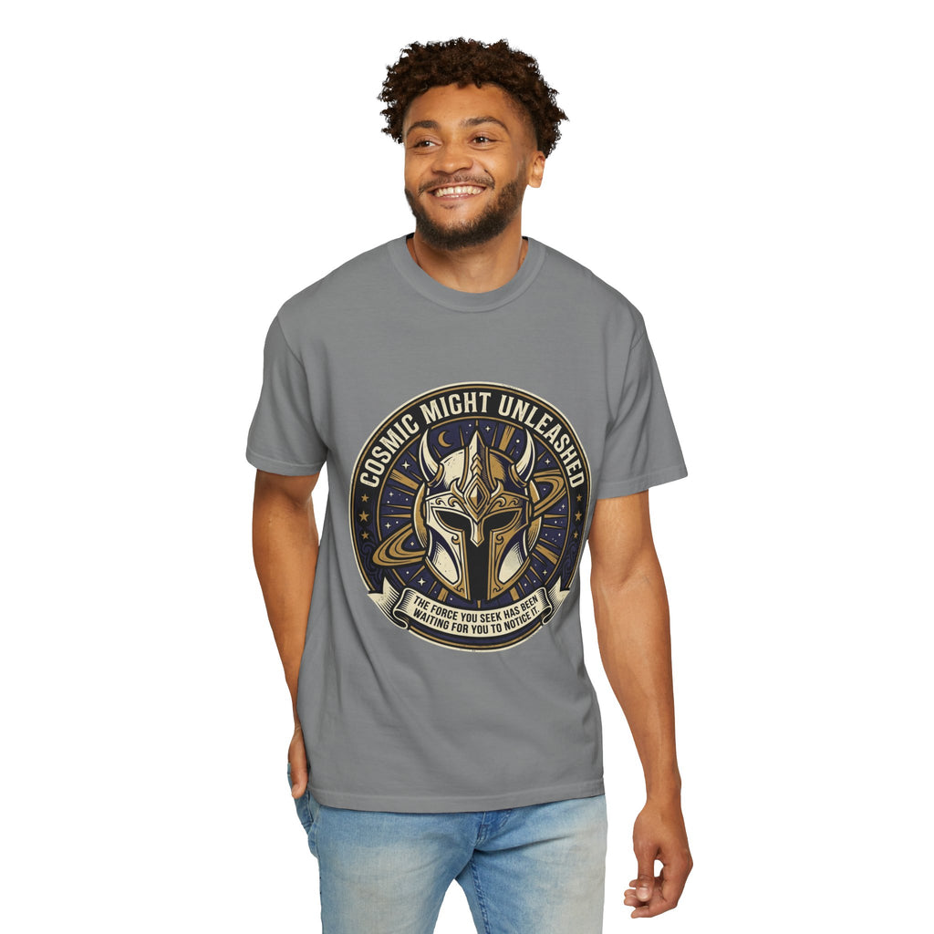 PRB Starforged Flex Cosmic Might Unleashed T-Shirt — Mythic Helmet Graphic Tee by Power Runs Black