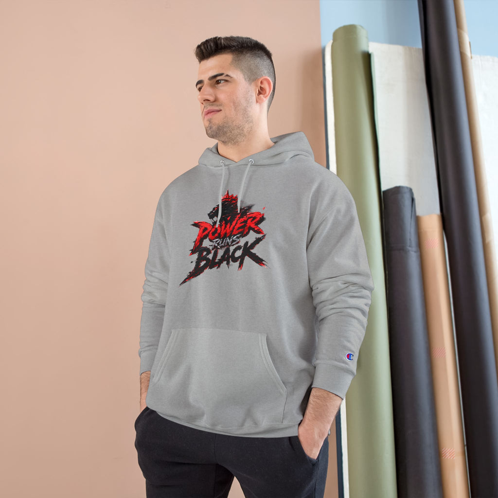 Power Runs Black logo hoodie | Flame crest design by Power Runs Black