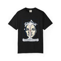 Power Runs Black PRB Lira Naev Split-Face Graphic T-Shirt — “Perception shifts the center” Statement Tee by Printify