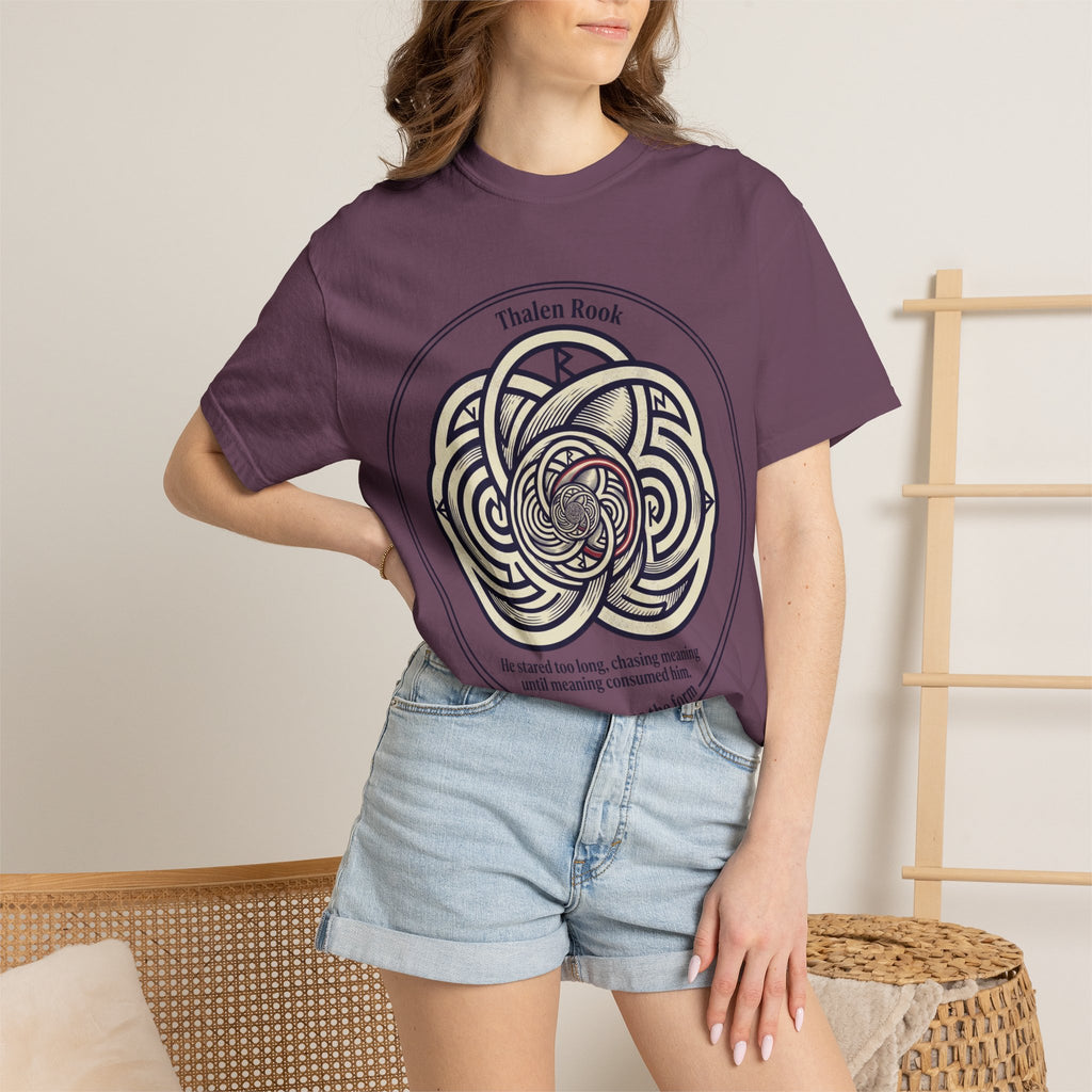 Power Runs Black PRB Thalen Rook Celtic Knot Graphic T-Shirt — "He stared too long..." Quote Tee by Power Runs Black