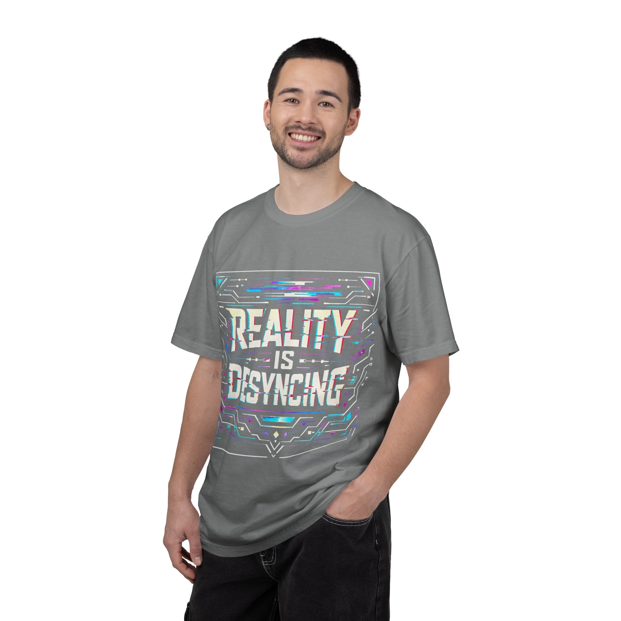 Power Runs Black PRB Glitchy Pastel "Reality Is Desyncing" T-Shirt by Printify