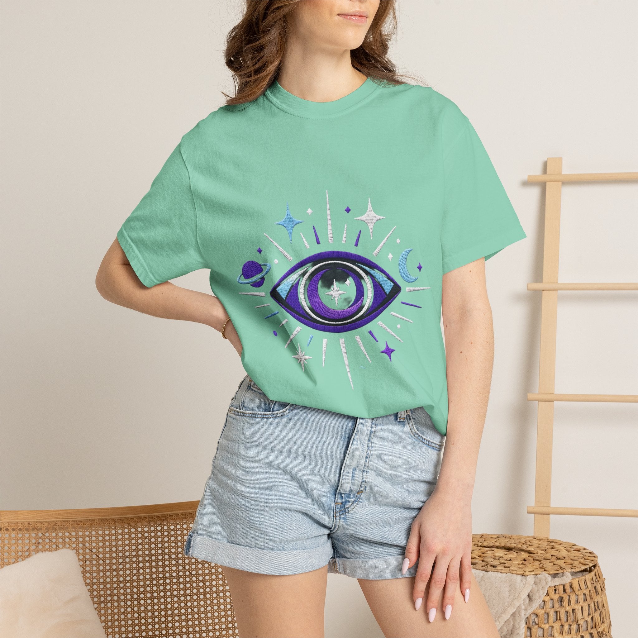 PRB Mystic All-Seeing Eye T-shirt | Cosmic Moon and Stars by Printify