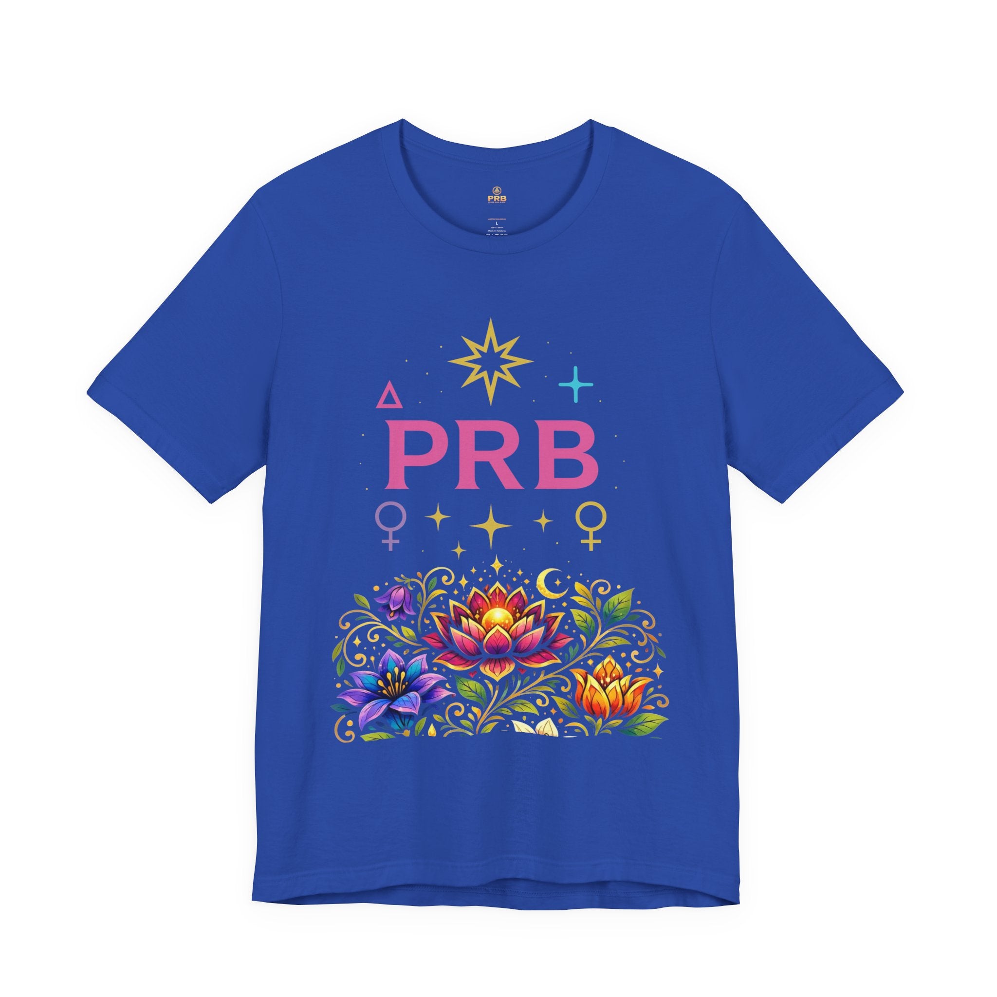 Pretty Rich Bitch The Collection by PRB Floral Lotus T‑Shirt — Colorful Spiritual Symbol Tee by Power Runs Black