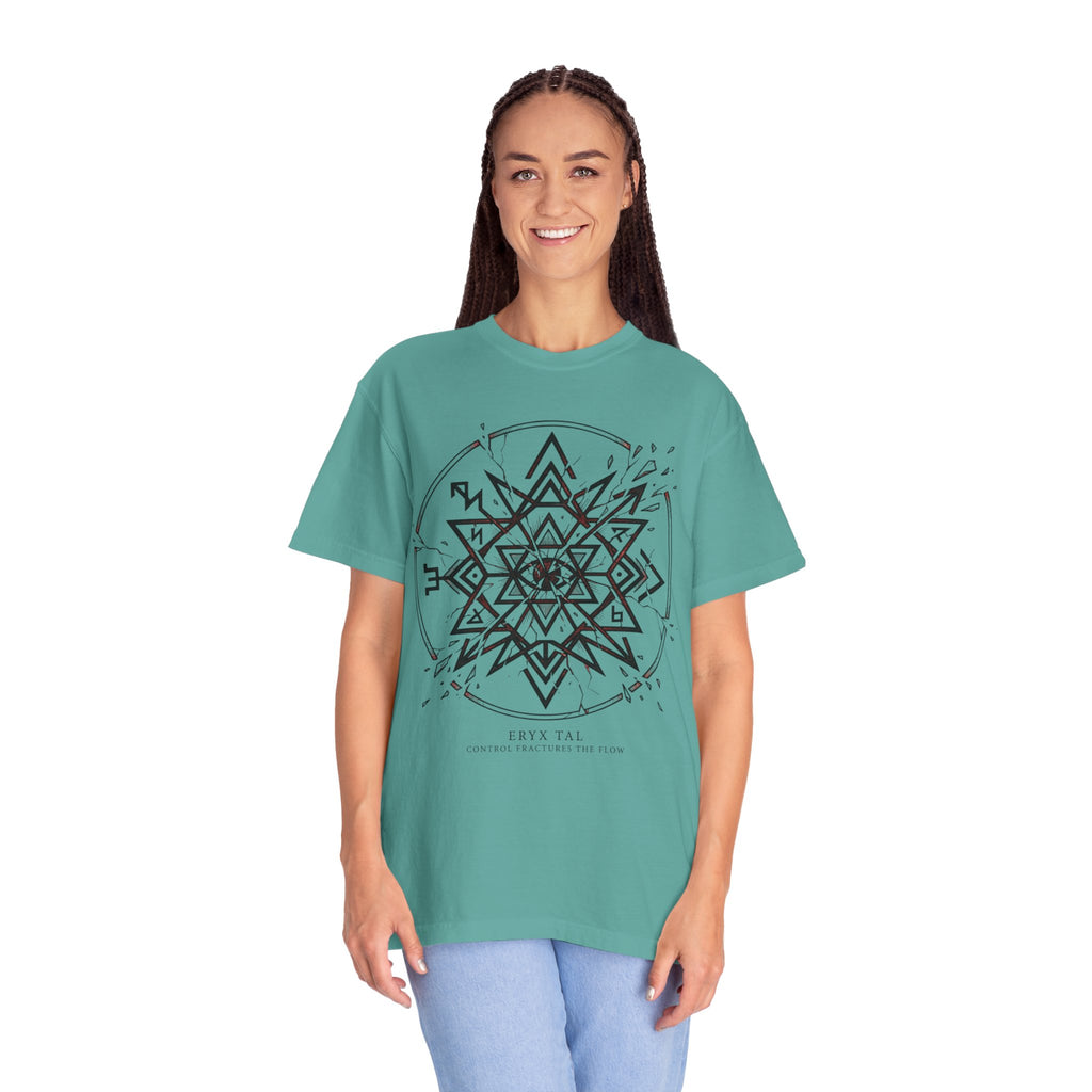 Power Runs Black PRB Eryx Tal Geometric Mandala T-Shirt — Symmetric Star Graphic Tee by Power Runs Black