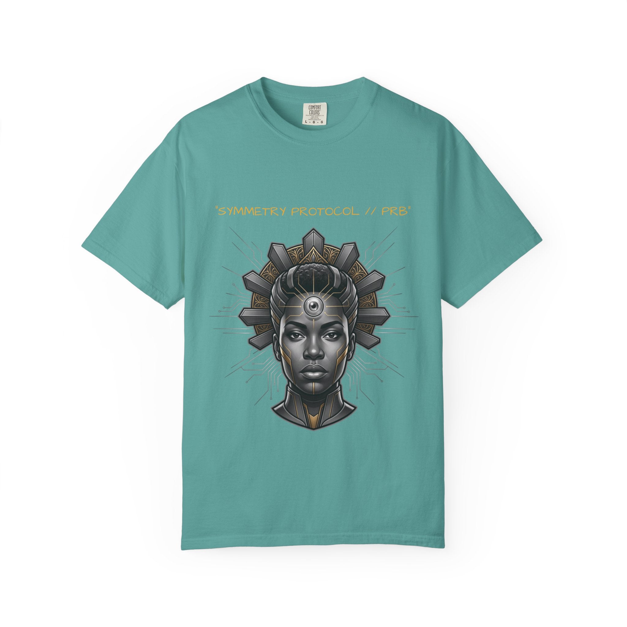 Printify PRB Afrofuturist Crowned Woman T-shirt | Sci‑Fi Portrait Tee - T-Shirt