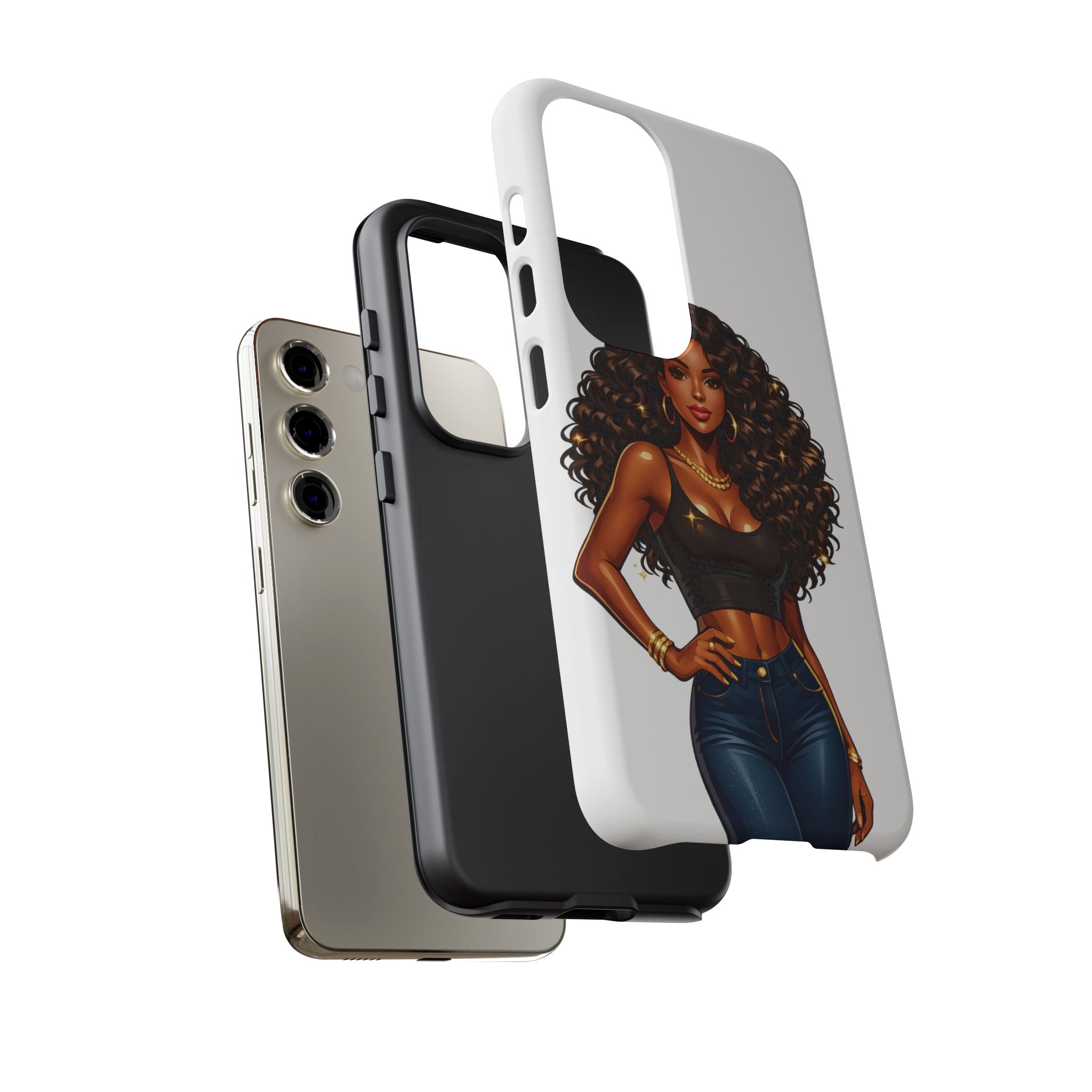 Pretty Rich Bitch by PRB Curly Hair Phone Case by Power Runs Black