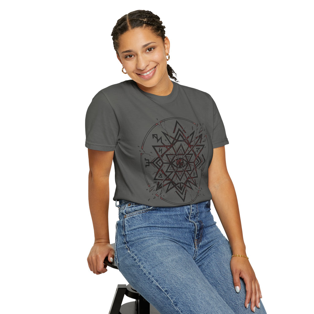 Power Runs Black PRB Eryx Tal Geometric Mandala T-Shirt — Symmetric Star Graphic Tee by Power Runs Black
