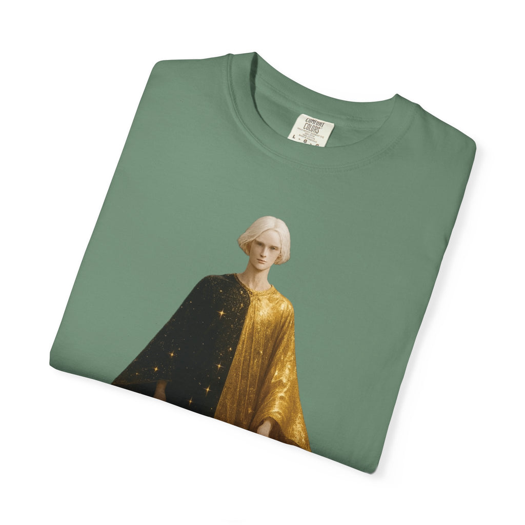 Power Runs Black PRB Twelfth Golden Cloak Figure T-Shirt | Surreal Angelic Portrait by Power Runs Black